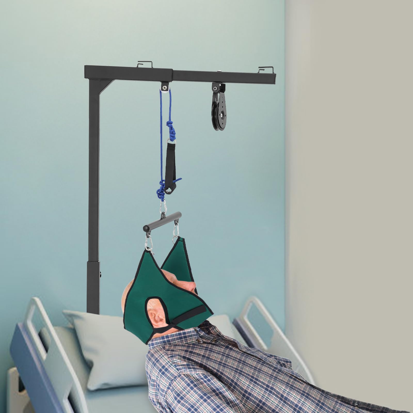 Perche de lit avec poignée trapézoïdale, barre trapézoïdale Handicap Pull Up Assist, potence de lit autoportante mobile avec poignée triangulaire