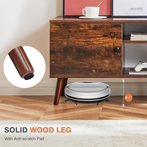 Miniatura 5 de Sweetcrispy Soporte de TV para televisor de 55 y 60 pulgadas, centro de entretenimiento con almacenamiento, mesa consola multimedia de 2 gabinetes,