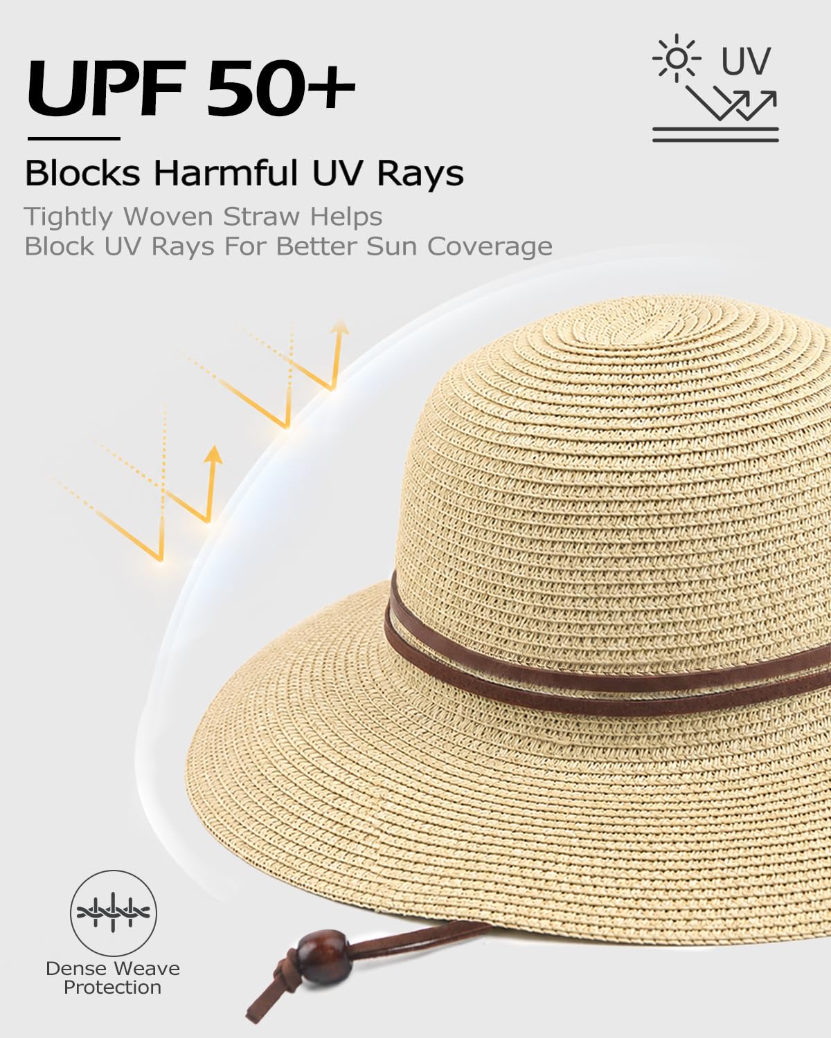Feng Shui， S/M/L/XL/XXL Sombreros para el Sol Mujeres para Cabezas Grandes Sombrero de Paja de Verano Protección Solar Sombrero de Playa UPF 50+ Sombrero de Vacaciones Flexible de ala Ancha para