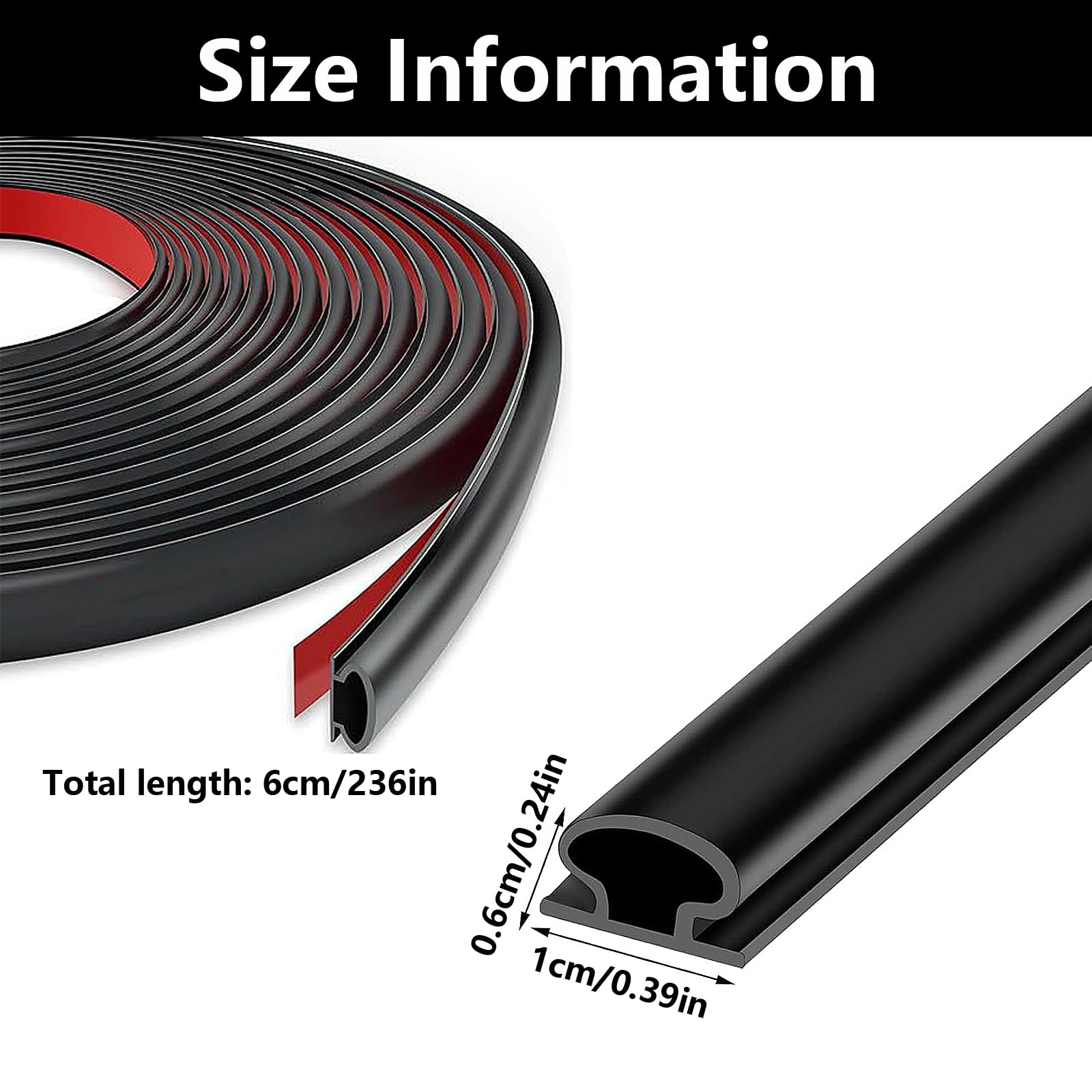 6m Black D-Shape Rubber Weather Stripping Door Seal for Window Frame and Gaps, UPVC Soundproofing Strip for 2.5-5.5mm Gap (Black) - Image 2