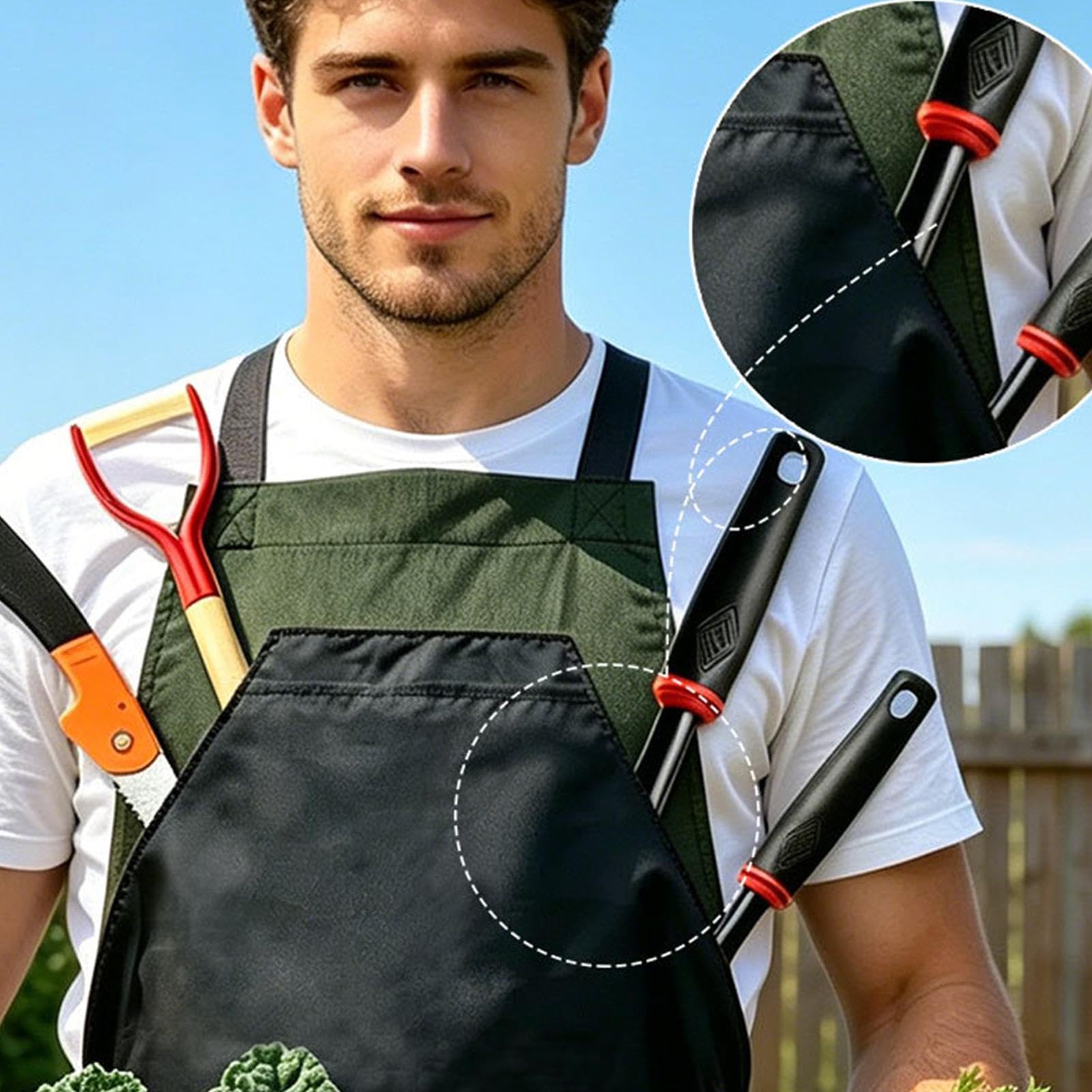 Generico Delantal de jardinería | Respaldo cruzado impermeable resistente Oxford 600D, delantal de jardín y colección, para hombres y mujeres, jardineros, patio, granja, fruta, verdura