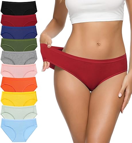 Eiggam Women's Cotton Bikini Panties,High-Cut Full Coverage Stretch Cool Underwear for Women - Multicoloured a - 10 Pack - XX-Large