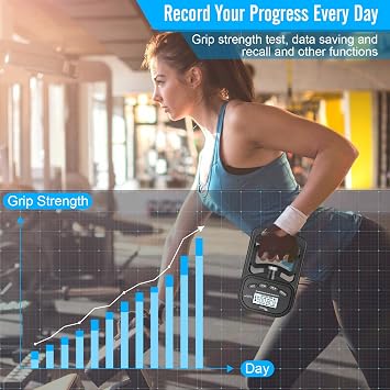 Ryaco Grip Strength Tester, 396lbs/180kg Rechargeable Exerciser Meter Digital Hand Dynamometer Grip Strength Trainer Electronic Hand Grip Strengthener with LCD Display for Sport Home School Use