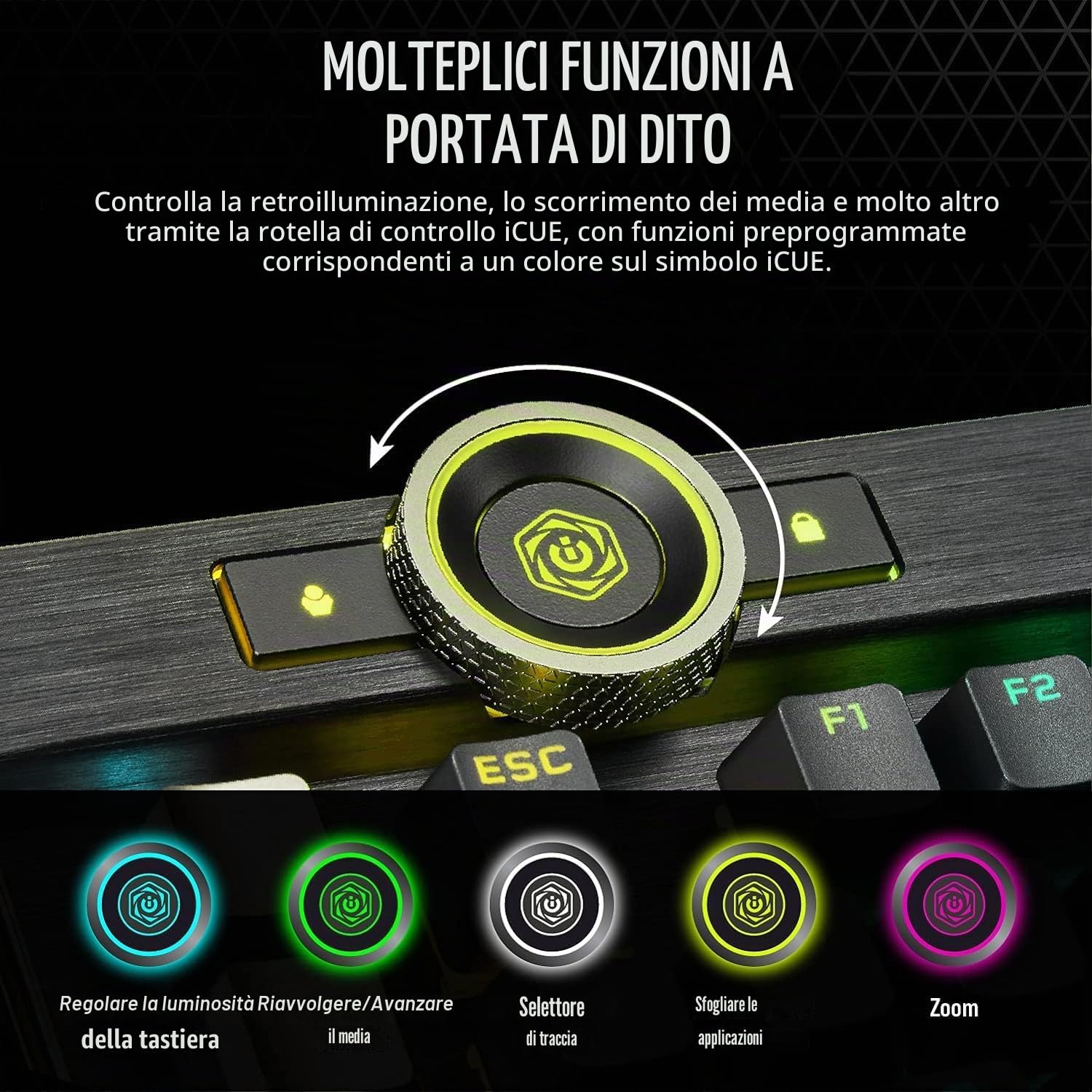 Corsair K100 RGB Tastiera da Gioco Ottico-Meccanica con Cavo - Interruttori OPX - Keycaps PBT - Integrazione Elgato Stream Deck - Compatibile con iCUE - PC, Mac, Xbox - AZERTY FR - Nero