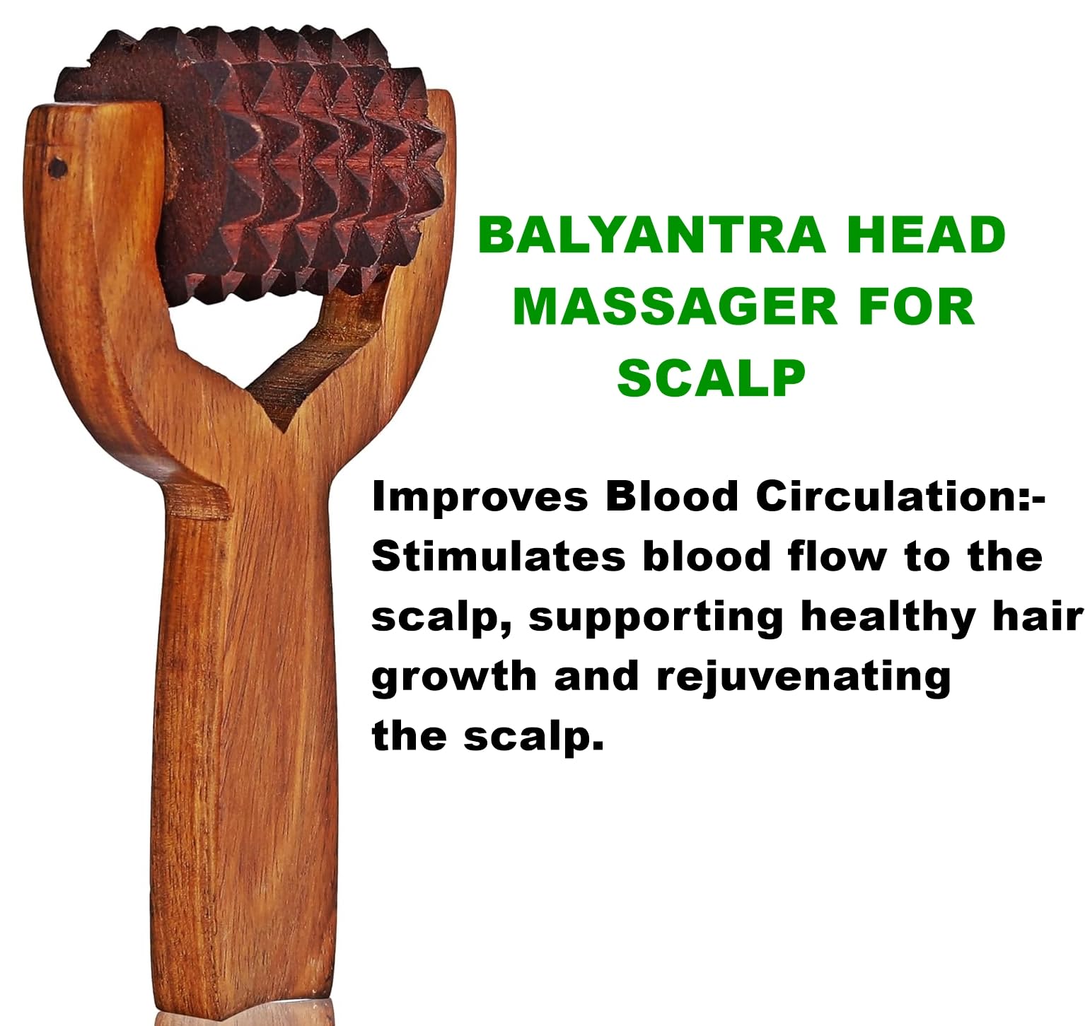 Flavoma (SET OF 6) Foot/Feet Massager Roller Stress Acupressure | T-Shape Massager | Wooden Face/Neck Massager | Balyantra Wooden Head Massager For Scalp | Palm Hand Massager for Pain Relief 4