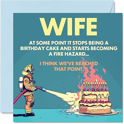 Stuff4 Rude Wife Birthday Card - Fire Hazard - Funny Happy Birthday Card for Wife from Husband Partner, 145mm Joke Humor Bday Greeting Cards