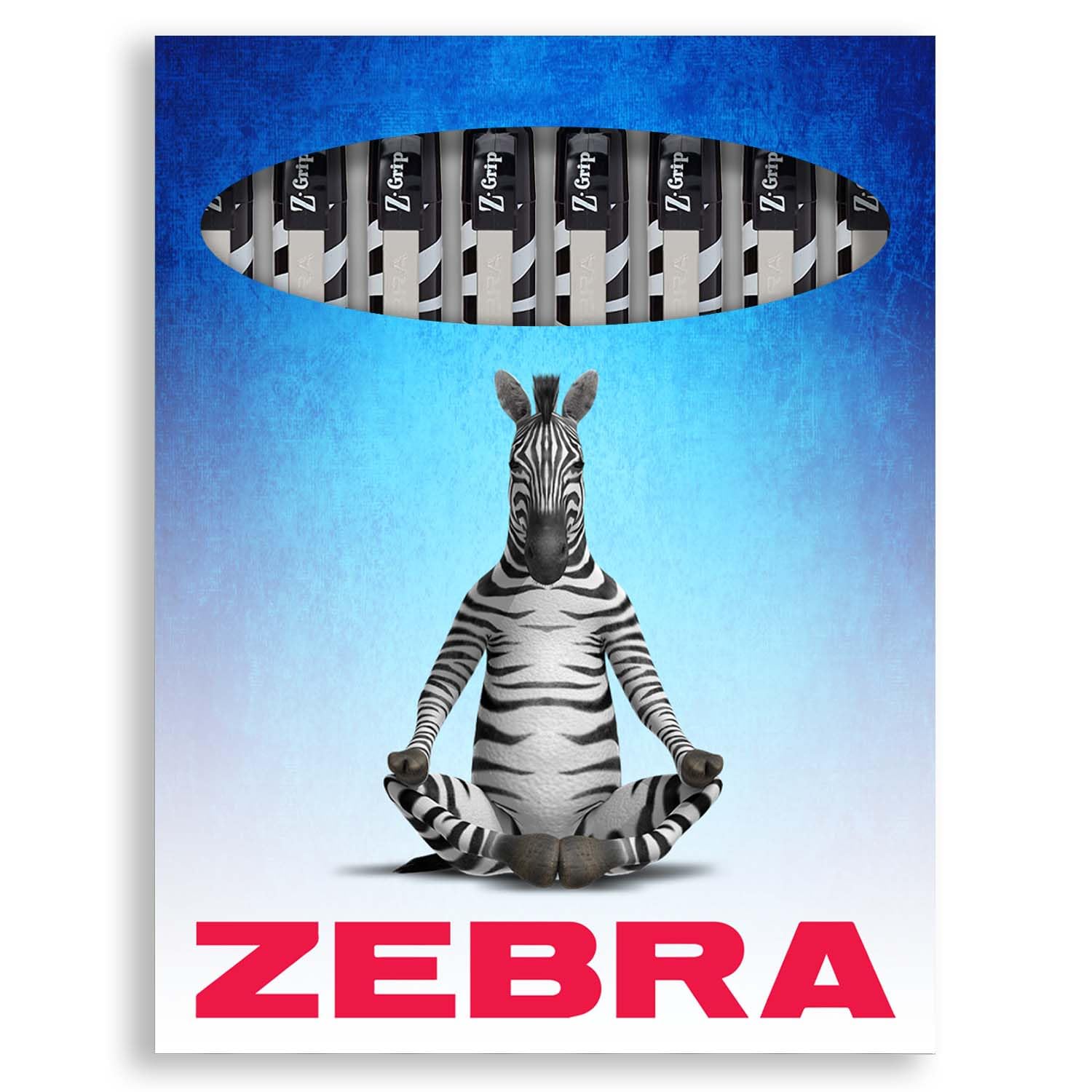 Zebra Z-Grip Pen Funky - Animal Pattern Novelty Retractable Ballpoint Pens - Black Ink - In Envelope Gift Packaging - 8 Pack (Zebra) - Image 2