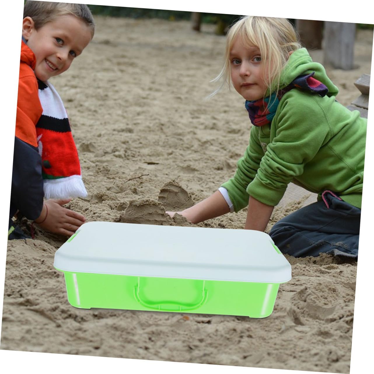 2pcs Portable Handheld Sand Tray with Lid Durable Plastic Sandbox Storage Bin for Lightweight Chest for and Travel and Design