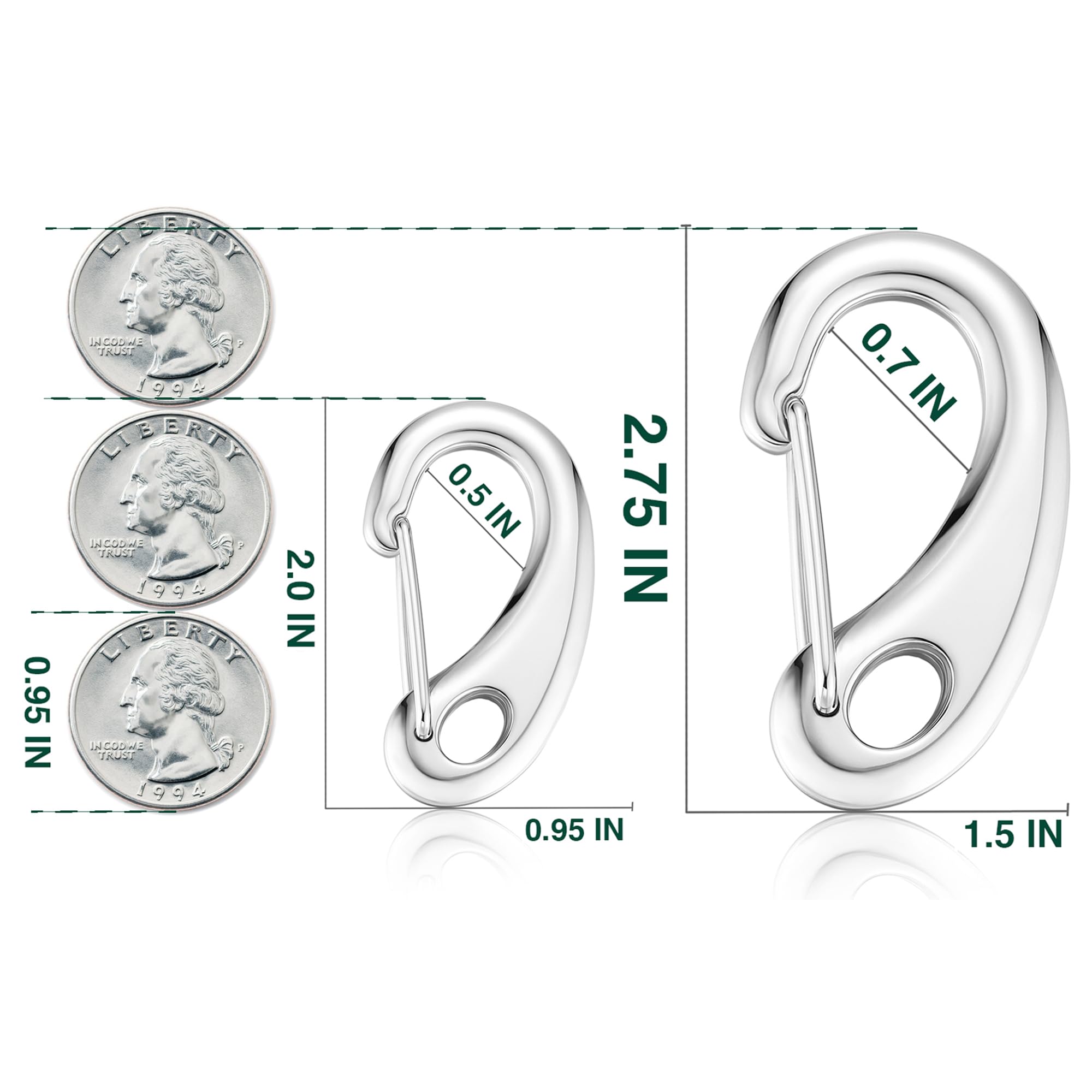 STEEL HAWK Carabiners 2 Packs of 2.75”, Stainless Steel Clips Marine Grade for Ropes, Keychain, Dog Leash, and Hiking