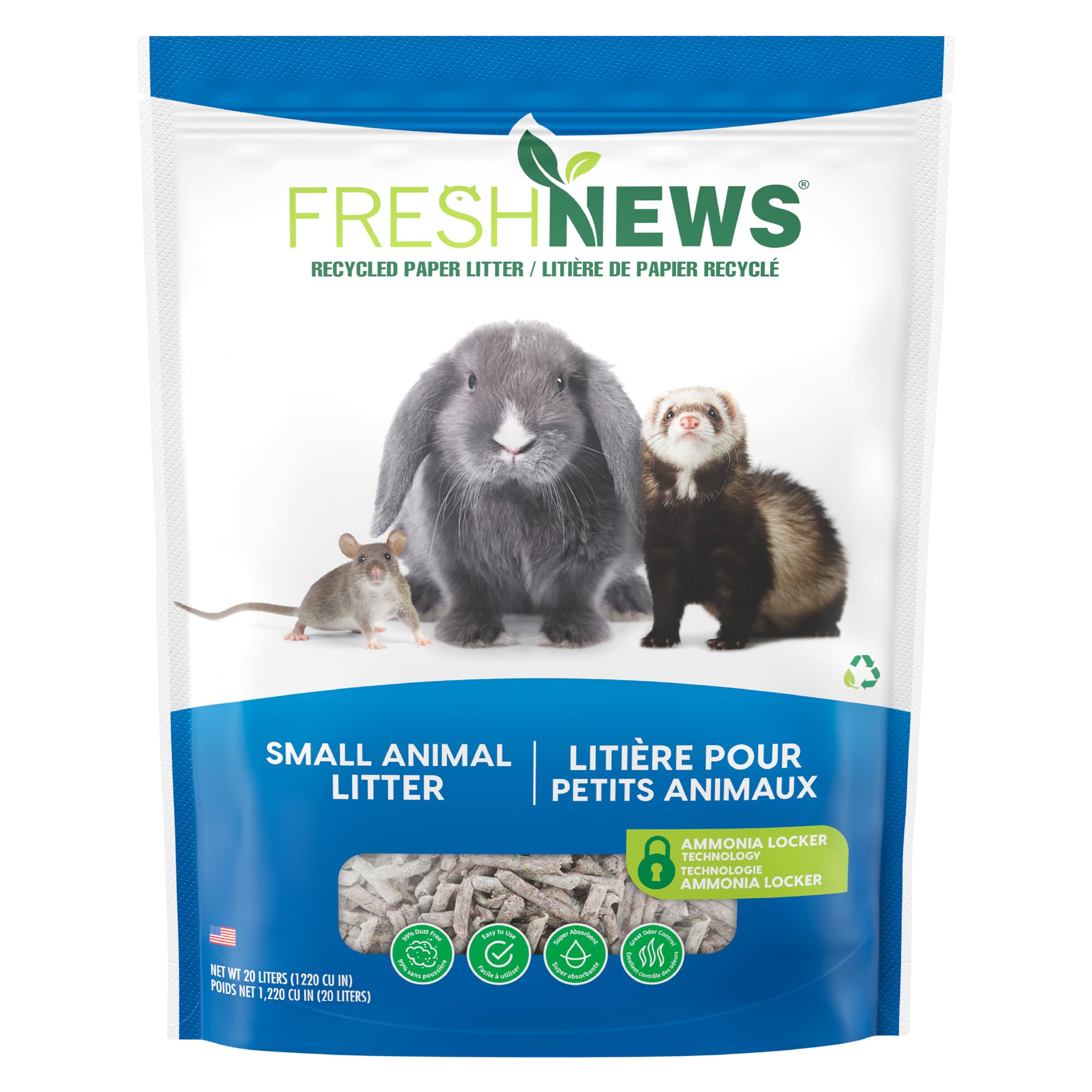 Fresh News Recycled Paper Small Animal Litter Bedding, 20 Liters