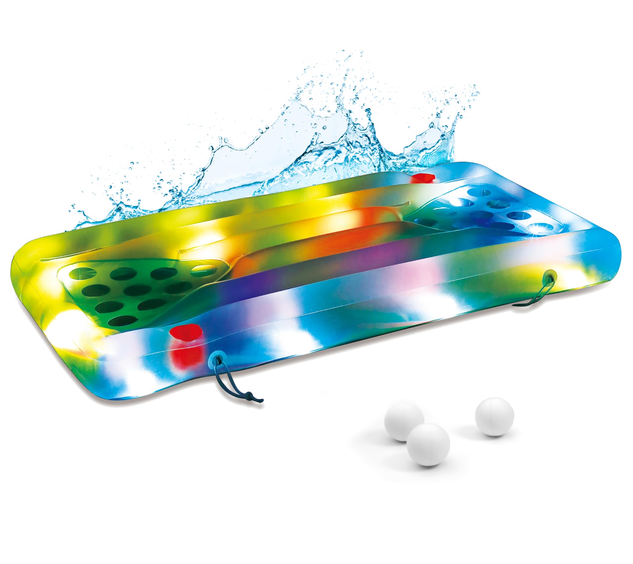 Summer Waves Bier Pong Luftmatratze inklusive LED | 160x84x19 cm Blau | Pool Trinkspiel | Aufblasbarer Beerpong Tisch | Partyzubehör