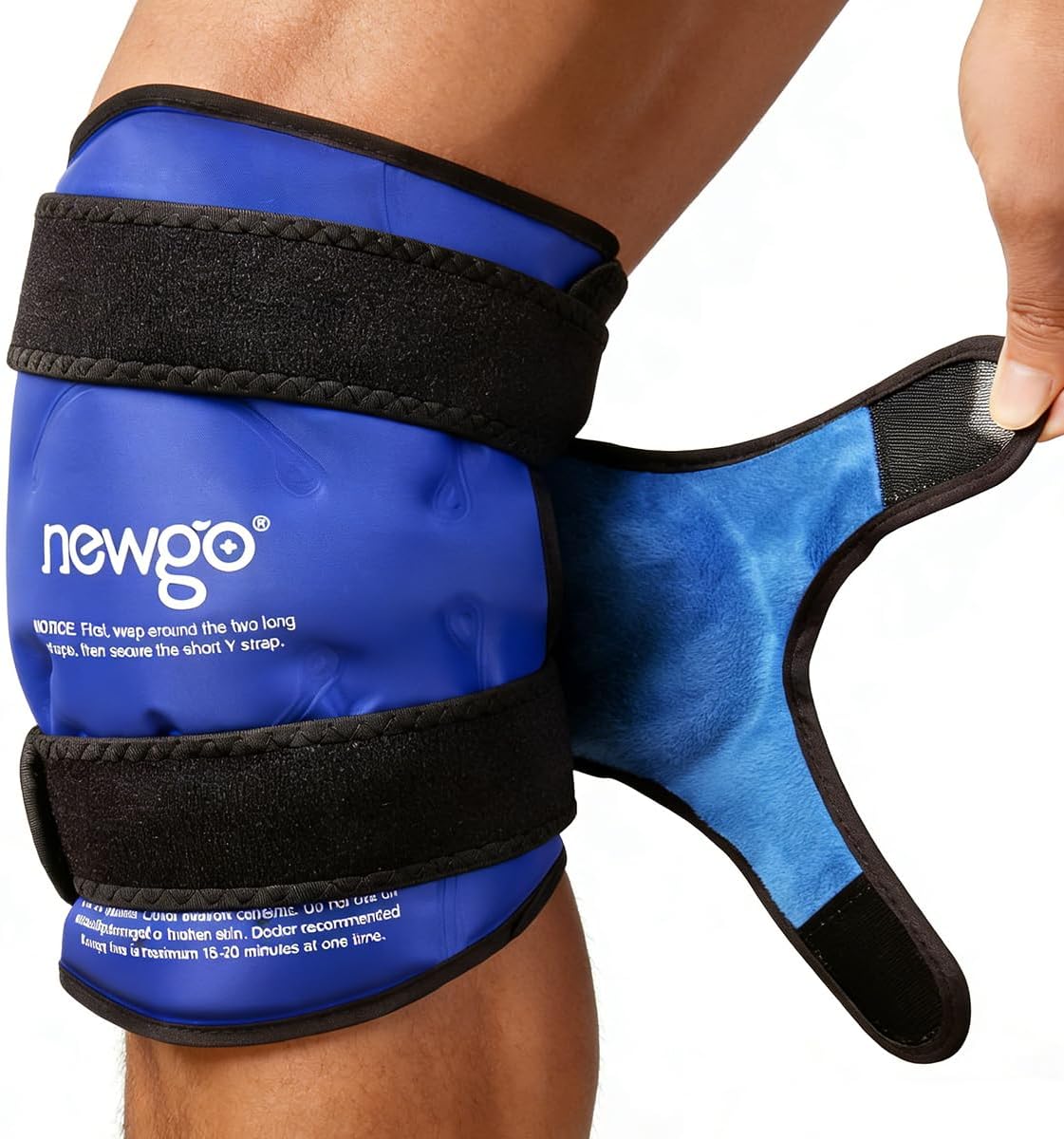 NEWGO 3XL Ice Pack for Knee Replacement Surgery, Reusable Gel Cold Pack Knee Ice Pack Wrap Around Entire Knee for Knee Injuries, Knee Ice Wrap for Pain Relief, Swelling, Bruises