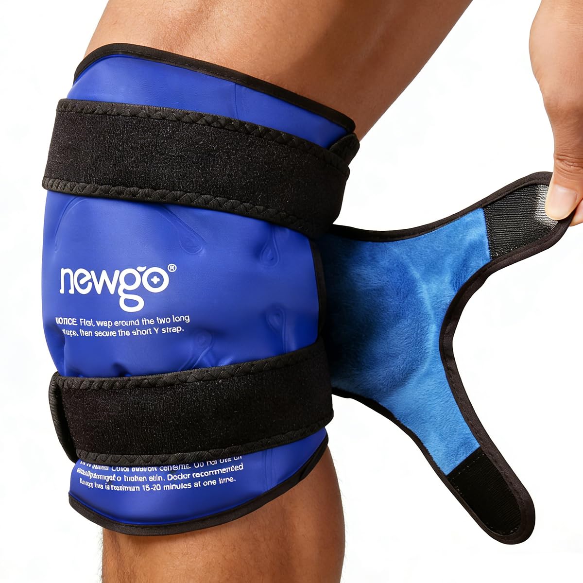 NEWGO Ice Pack for Knee Replacement Surgery, Reusable XL Gel Cold Pack Knee Ice Pack Wrap Around Entire Knee for Knee Injuries, Knee Ice Wrap for Pain Relief, Swelling, Bruises
