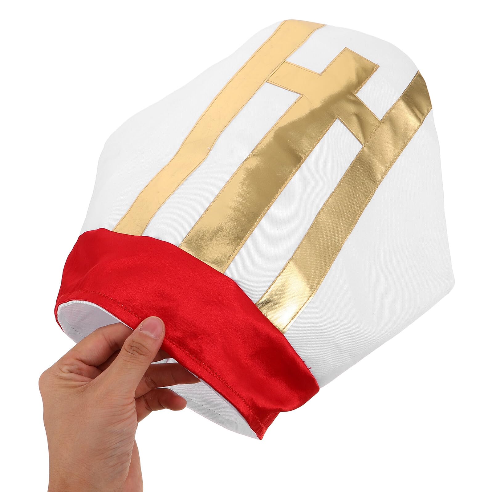 Gatuida Cappello da Prete Mitra per Costume da Clero Uomo Copricapo Cosplay Liturgico Rosso Leggero e Confortevole Accessorio Teatrale per Feste di Halloween e Rappresentazioni