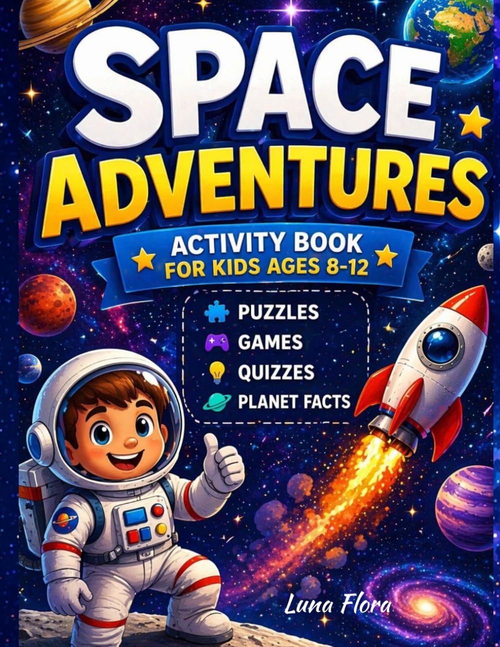 Space Adventure: Activity Book for Kids Ages 8-12: Fun Puzzles, Games, Quizzes & Planet Learning