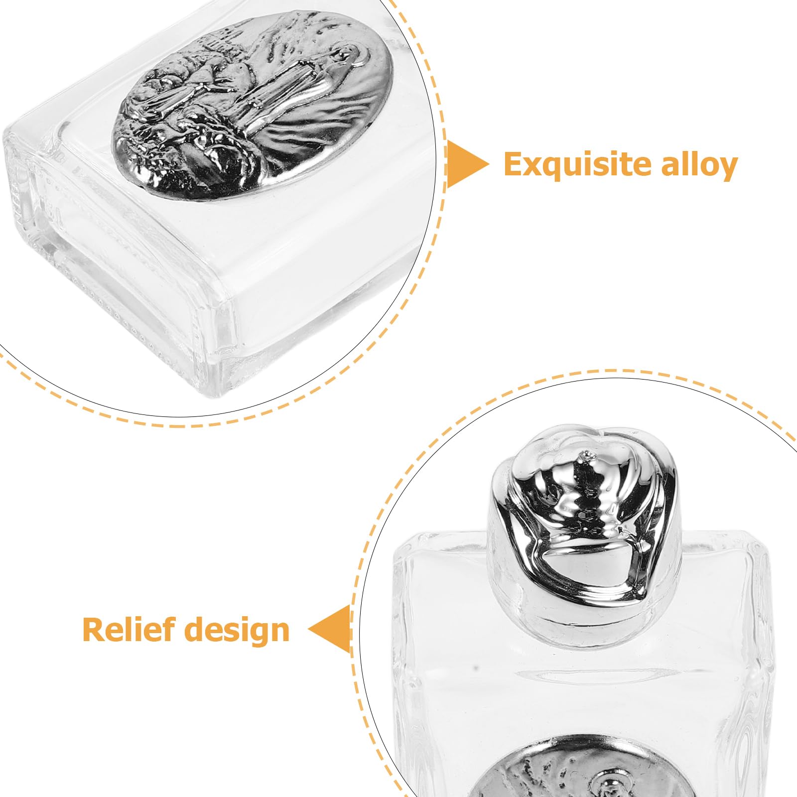 Veemoon Bottigliette per Acqua Santa in Lega da 15 Ml, Set da 10 Pezzi, Contenitori Vuoti in Rilievo per Uso Religioso, Decorazioni per Matrimoni, Battesimi e Pellegrinaggi