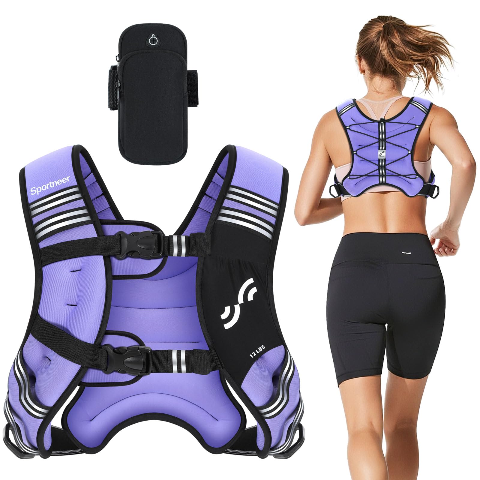 Sportneer Weighted Vest for Running Training 3.6 kg/ 5.4kg/ 6.8 kg/ 9kg/ 11kg Weight Vest with Reflective Stripe Running Vest for Workout Strength Training Fitness Muscle Building Weight โ image 1