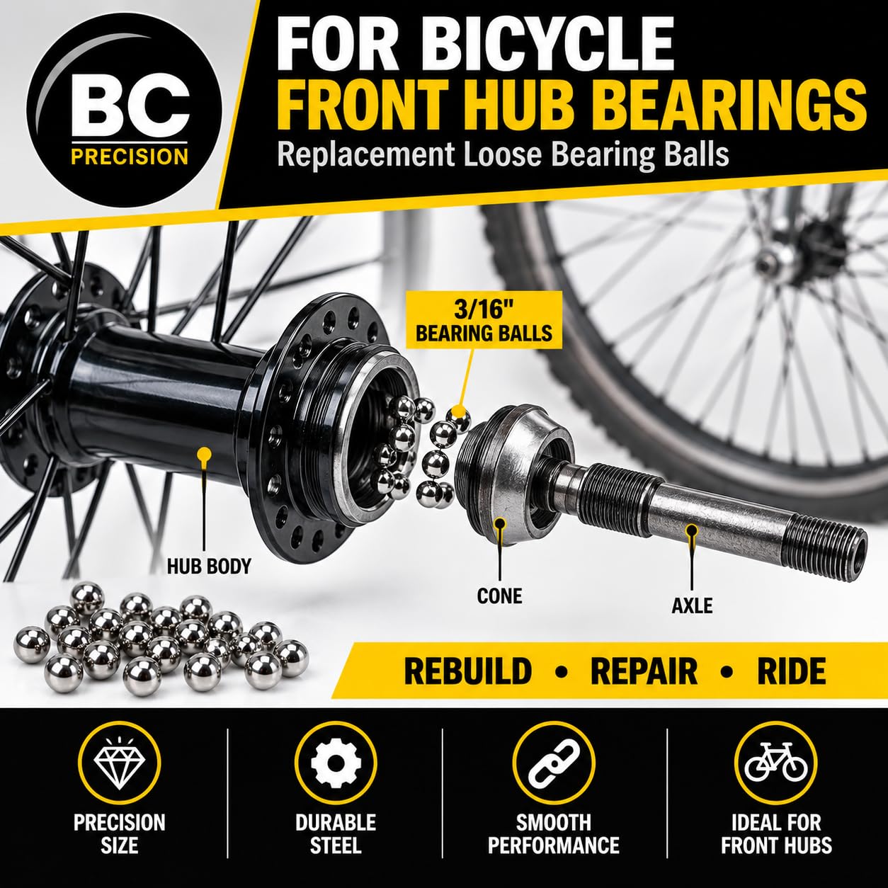 Bicycle Hub Bearings - 100 Chrome Steel Balls -3 Bicycle Hub Bearings - 100 Chrome Steel Balls -3
