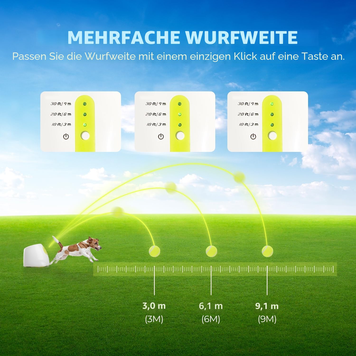 ALL FOR PAWS Automatischer Ballwerfer für Hunde – Interaktive Ballwurfmaschine mit 3Pcs 2" Tennisbällen, für kleine & mittlere Hunde, Hundespielzeug, Interaktives Hundespielzeug