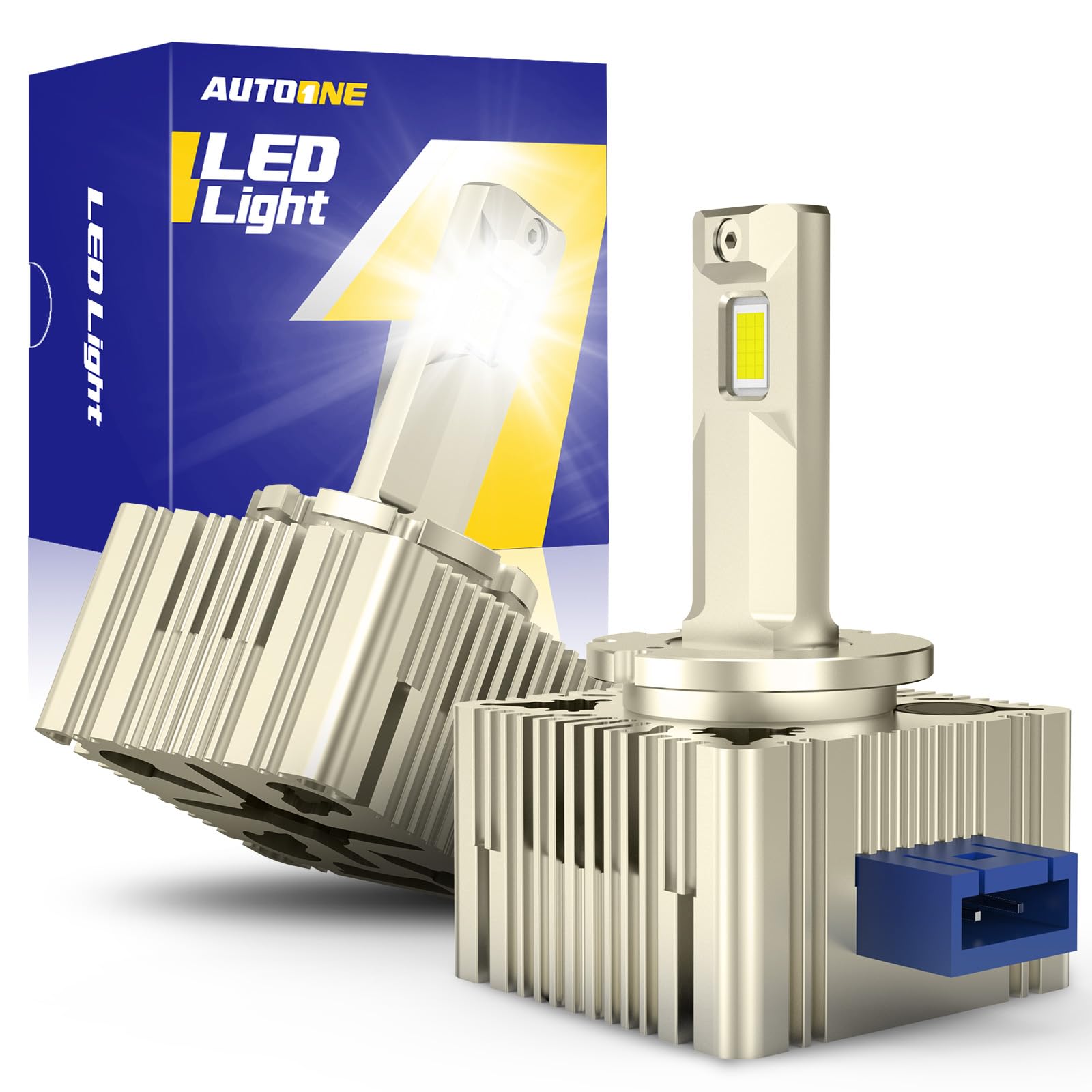 AUTOONE 2024 Upgraded D1S D1R LED Fog Bulb, 24000LM 600% Brighter, 6000K Diamond White High Low Beam D1S Bulb, 120W 66144 66140 85140 85415 Xenon Original Replacement, Easy installation, UV Resistant