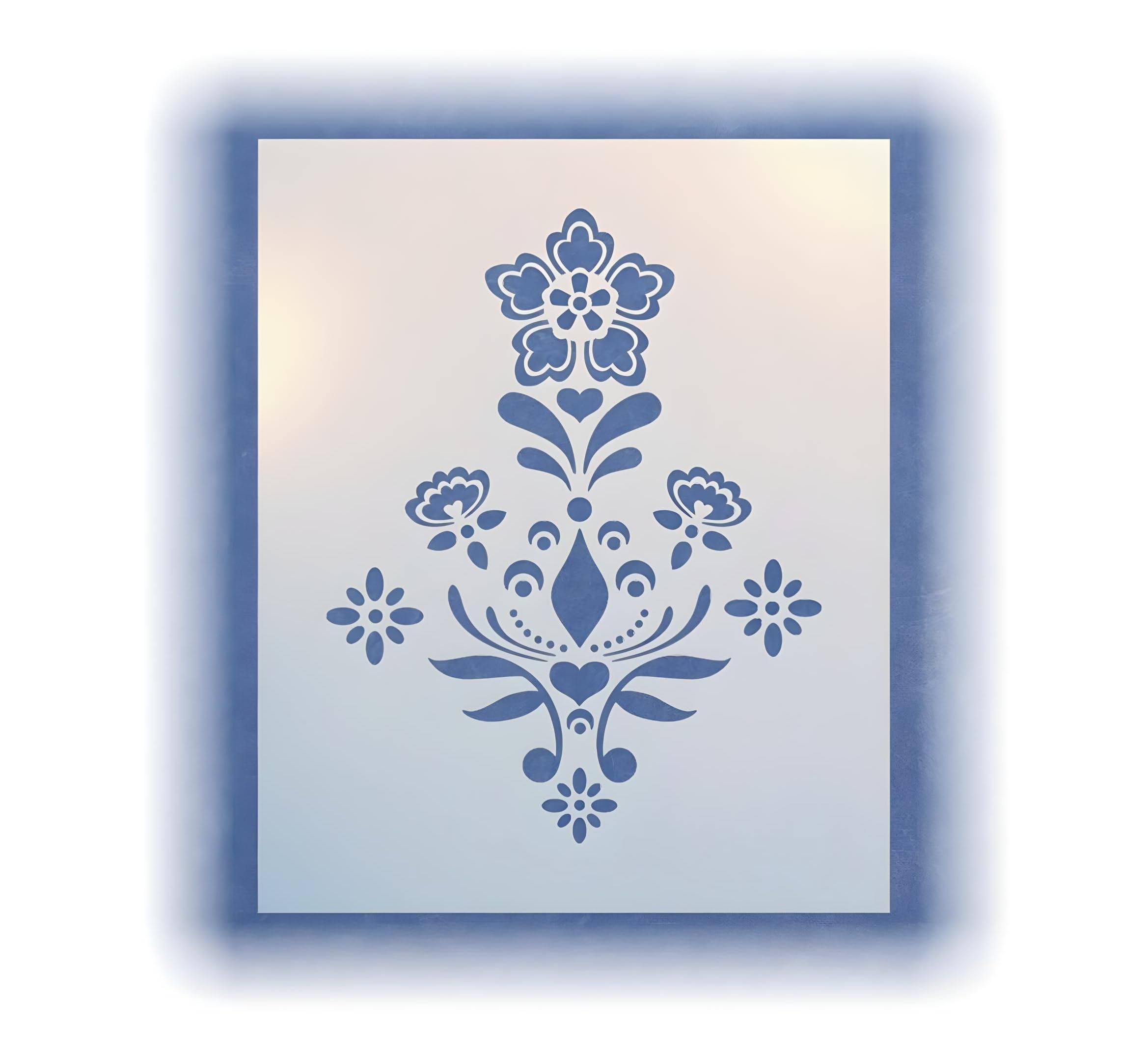 Rosemaling Pattern 1 Stencil Template 7" x 9" for Painting on Wood, Walls, Fabric & Furniture – Traditional Scandinavian Folk Art Design for DIY & Home Projects – The Artful Stencil