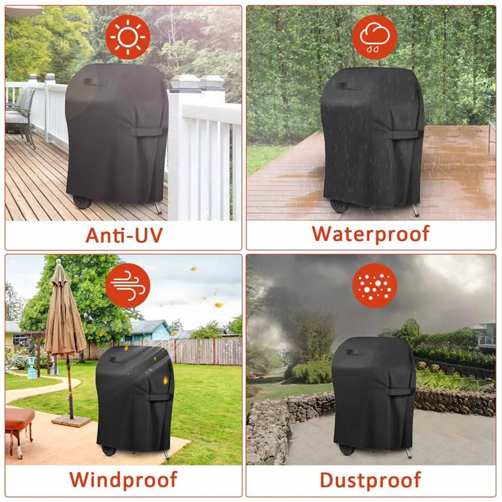 Funda para Barbacoa, Protección for Parrilla Exterior de Tela Oxford Resistente al Agua 420D
