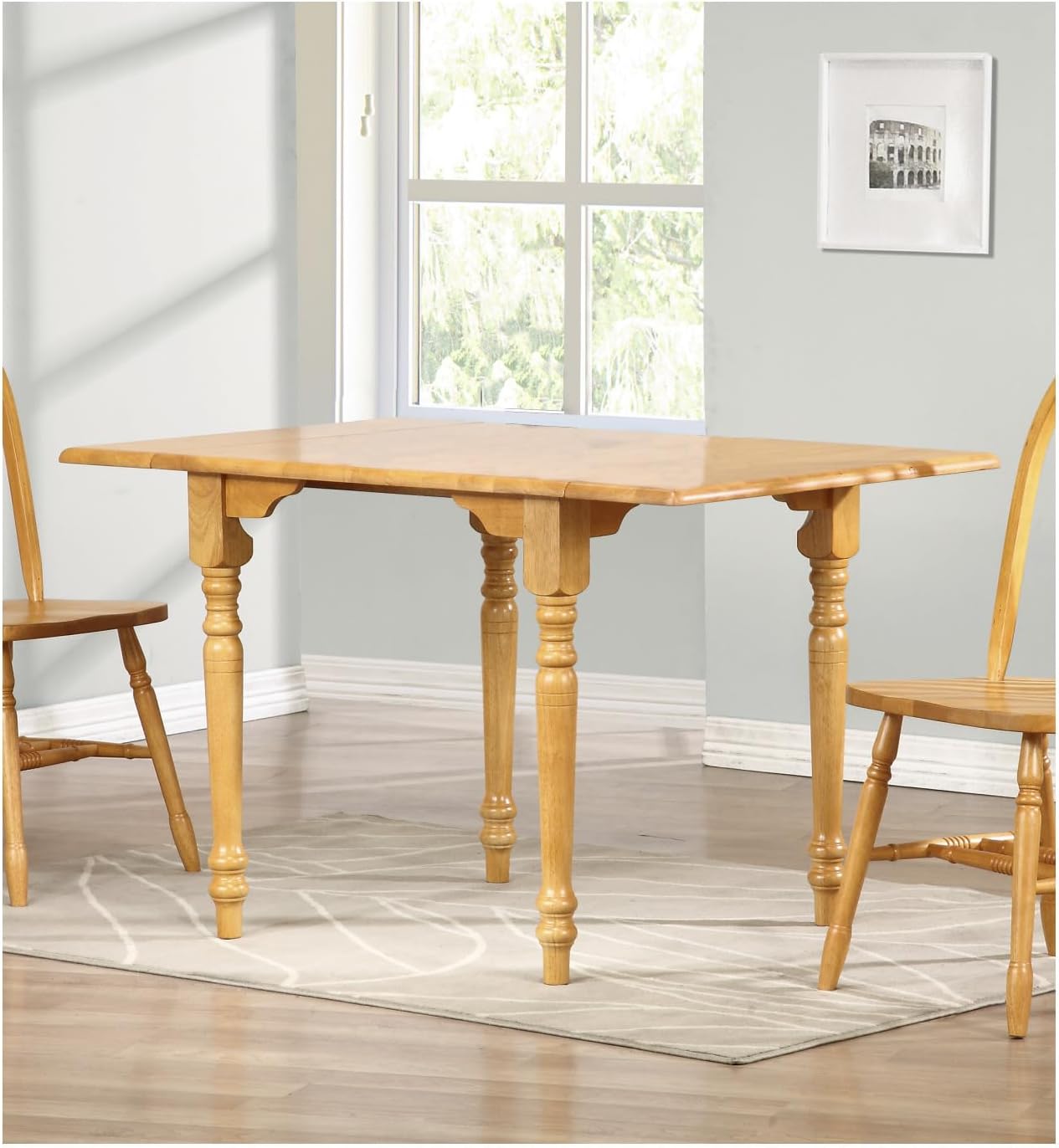 HomeStock 34-48" Rectangular Extendable Drop Leaf Dining Table, Light Oak Wood, Seats 2, 4