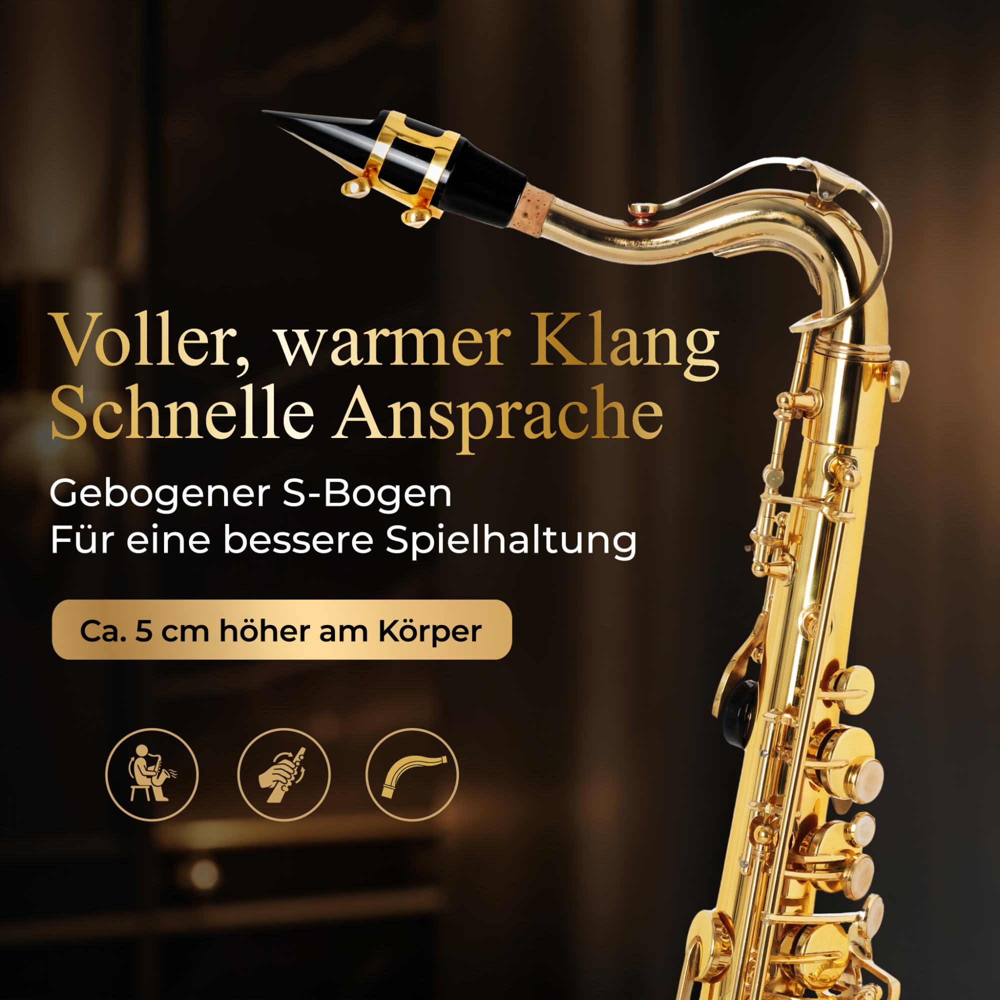 Classic Cantabile Youngstar AS-420 Kinder-Altsaxophon, Eb, Lackiert | Eb-Stimmung, kindgerechte Mechanik, gebogener S-Bogen, Messing, Leichtkoffer mit Rucksackgurten