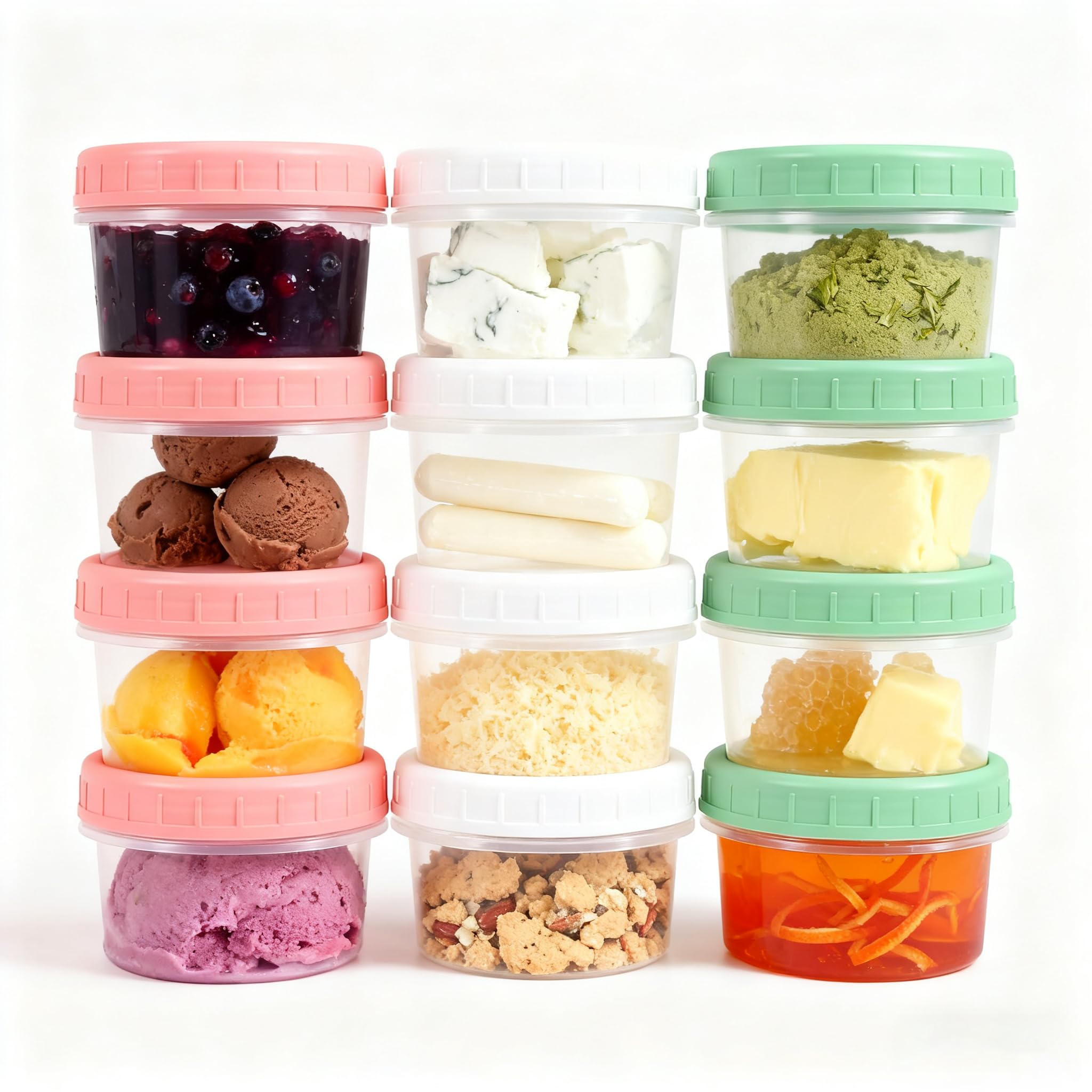 UMETASS Food Storage Containers - 12 Pack 6.8 oz Freezer Storage Containers with Twist Top Lids, Leakproof, BPA Free, Microwave & Dishwasher Safe