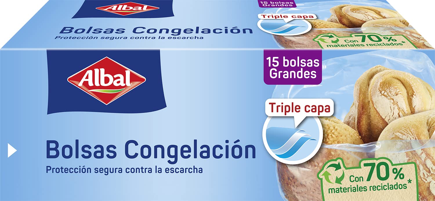 Albal Sacs Congélation Grand Modèle - Lot de 2 Boîtes de 15 Sacs
