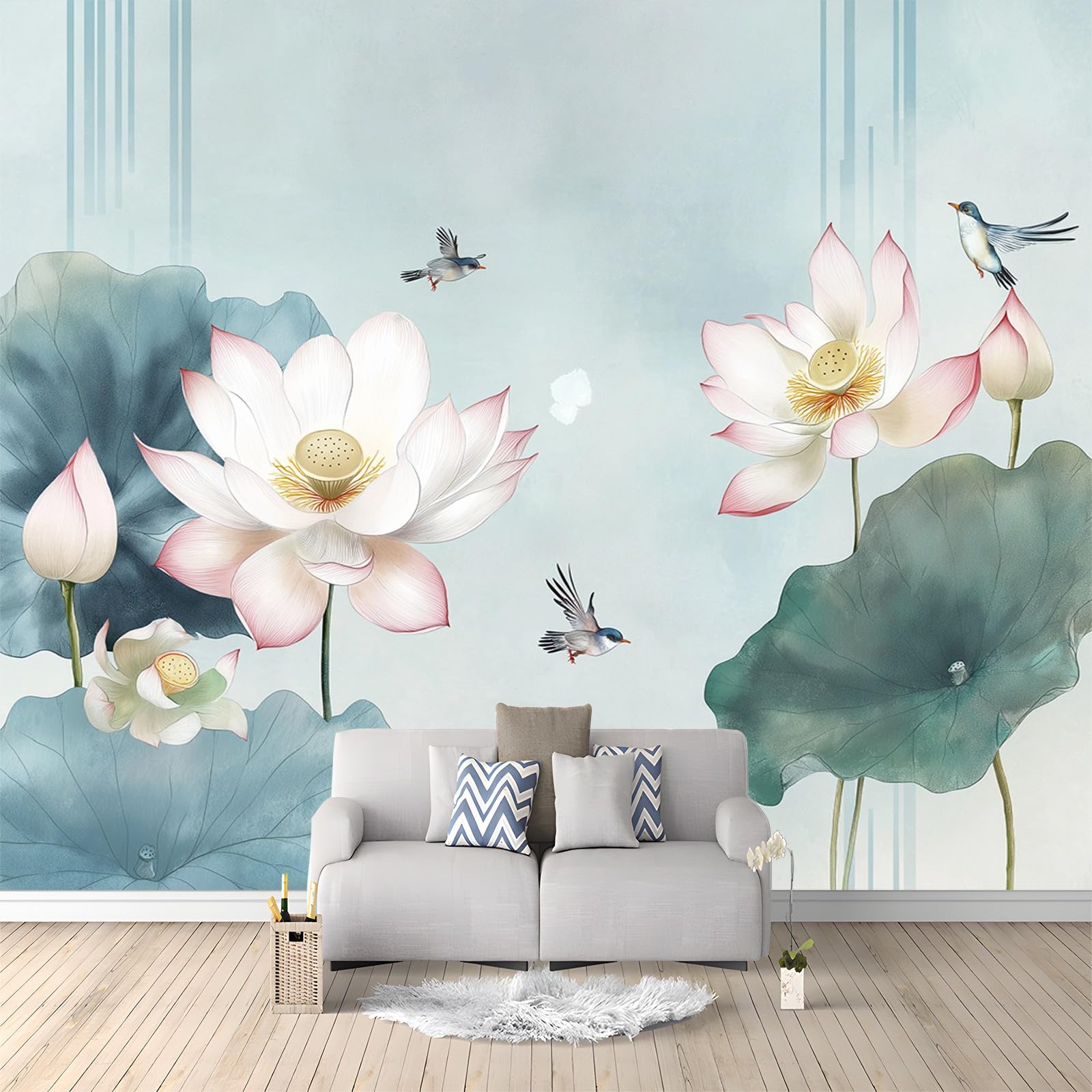Panoramiquelotus tapeta tradycyjna róża zielona 350 x 256 cm (szer. x wys.), tapeta 3D duże ściany plakat do salonu, pokoju dziecięcego dla dorosłych tapeta z włókniny do sypialni