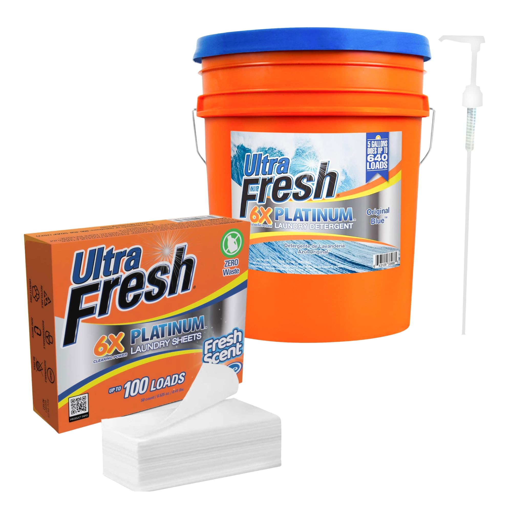 Ultra Fresh 6X Platinum Detergent, Original Blue &amp; Fresh Scent Sheets