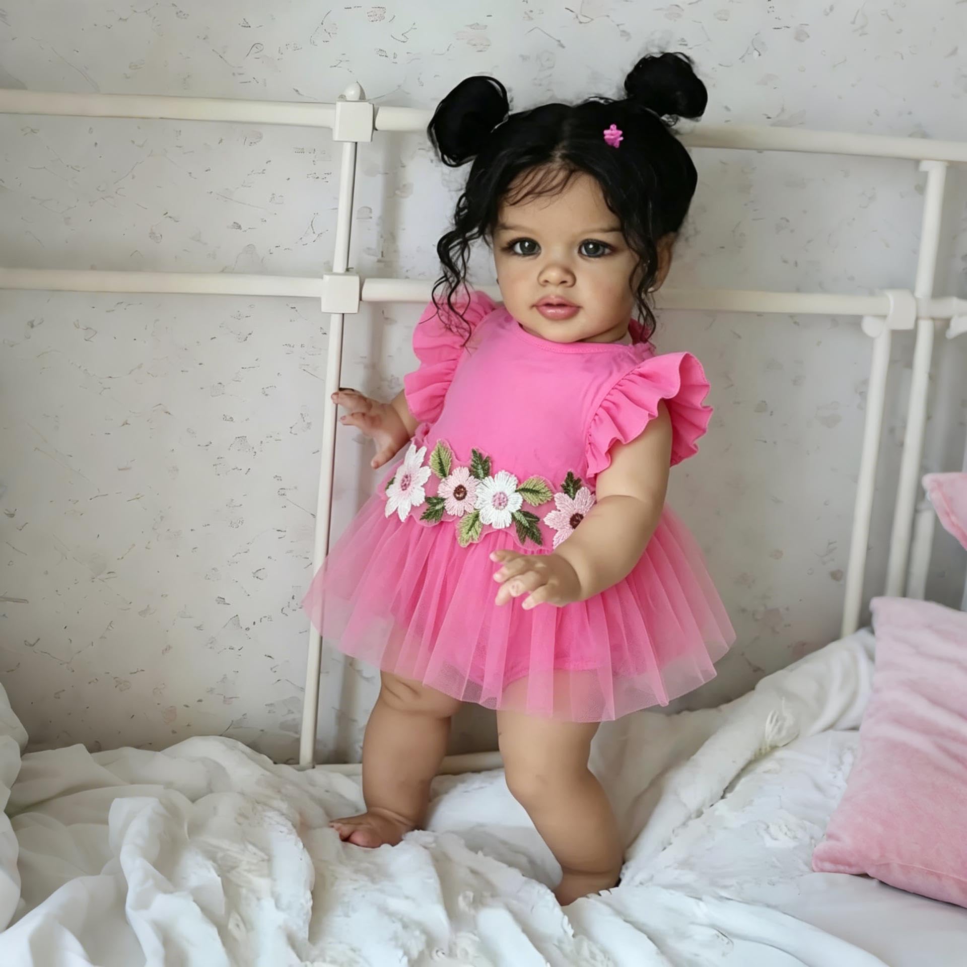 RXDOLL Afroamerykanin Reborn małe lalki czarna dziewczyna 66 cm duży rozmiar realistyczne lalki Reborn Baby Dolls miękka winylowa tkanina ciało prawdziwe życie laleczka bobas biracial realistyczna