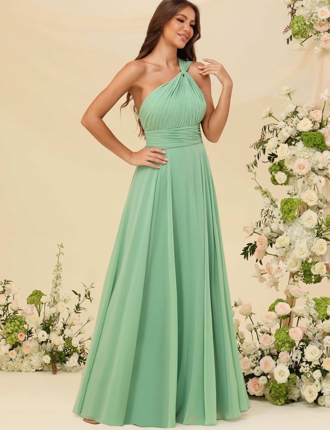 ForElise One Shoulder Bridesmaid Dresses for Women Chiffon A Line Pleated Long Formal Evening Gowns - Image 7
