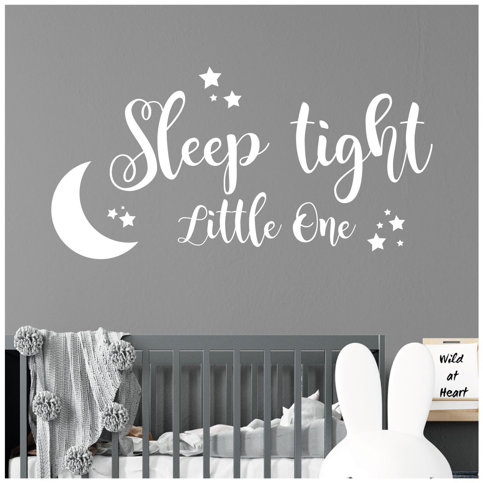 Sleep Tight Little One - Baby Nursery Wall Art Sticker [Medium] [White]