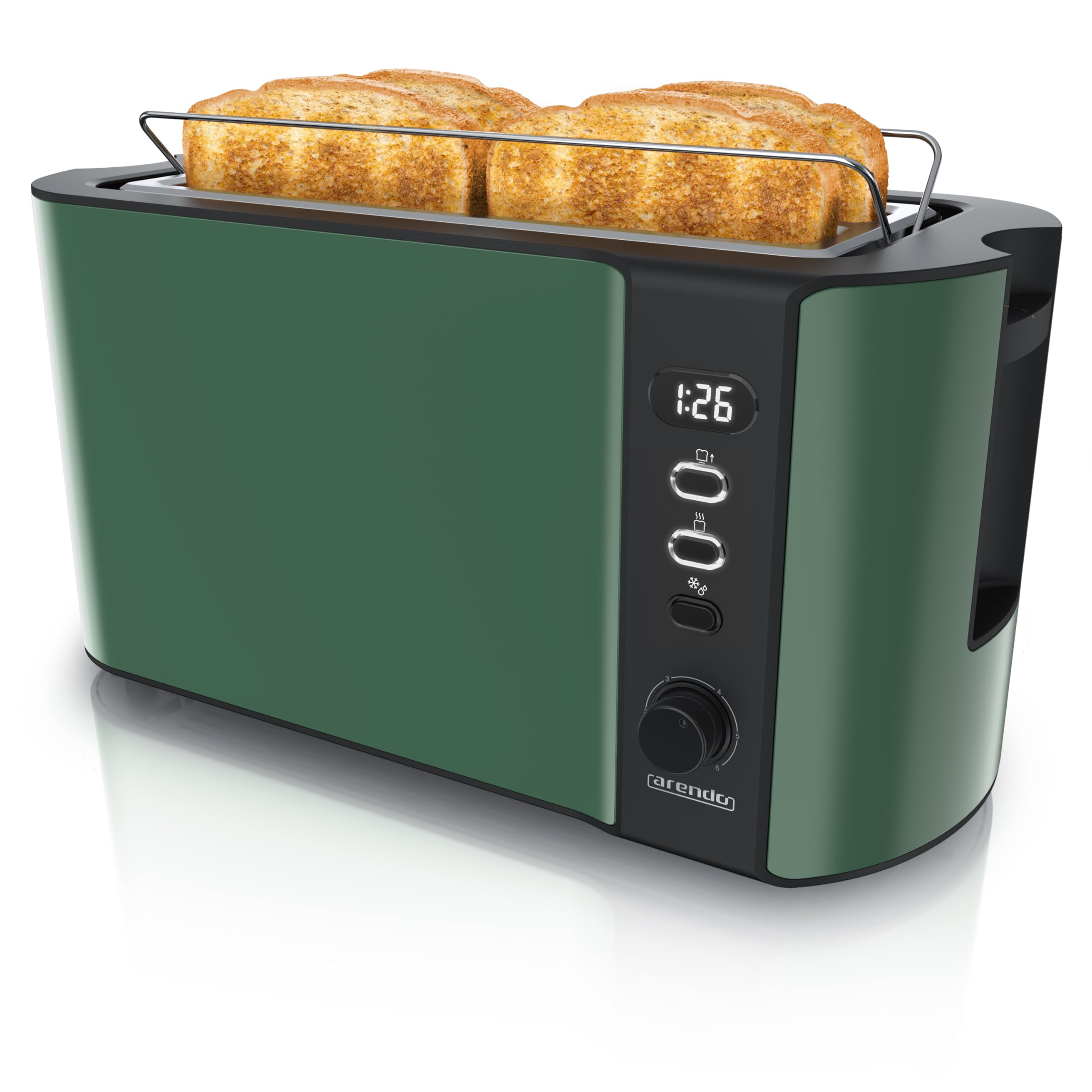 Arendo - Edelstahl Toaster Langschlitz 4 Scheiben weiß/rot/schwarz