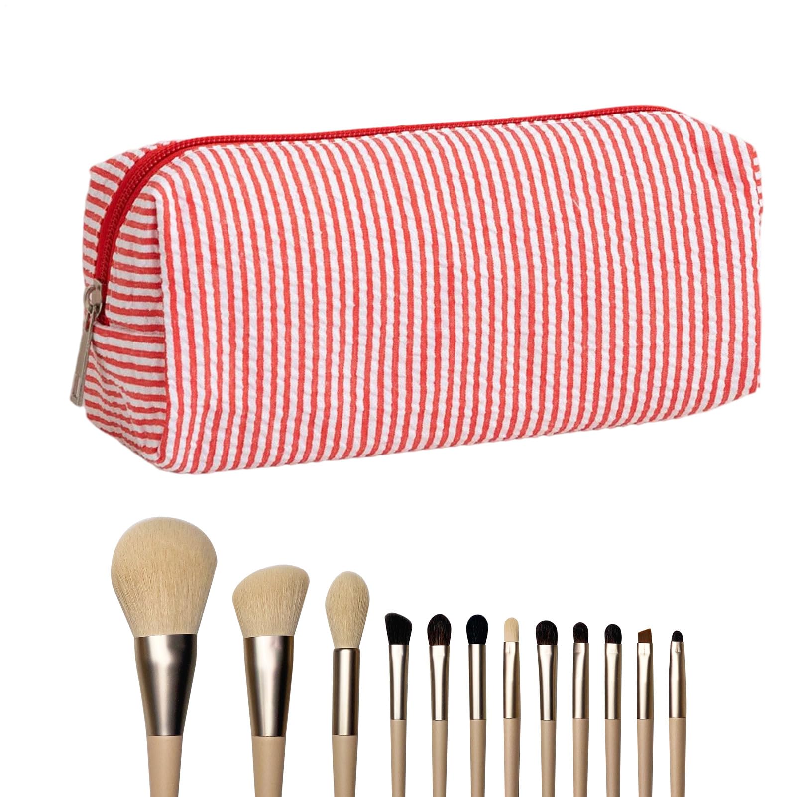 Tktouci Pencil Case Pouch,Seersucker Pencil Pouch Stationery Case - Portable Organizer School Supplies for Brushes Makeup Purse Daily Classroom Art Class Office Work Desk Home Birthday Preschool