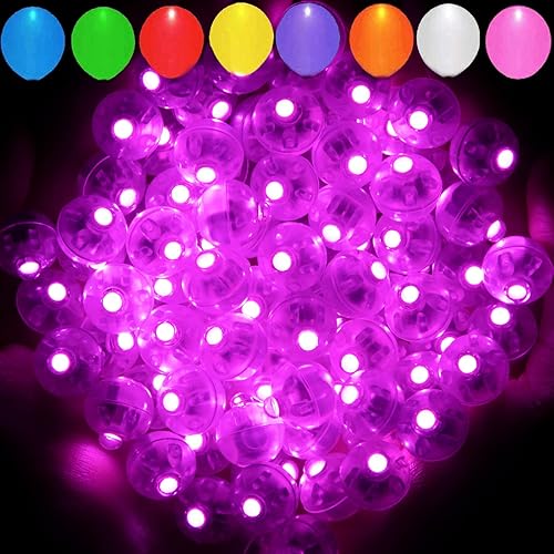 Aogist 50 luces de globo rosa, mini luz impermeable de largo tiempo de espera, funciona con pilas, lámpara de bola LED redonda para globos de látex,