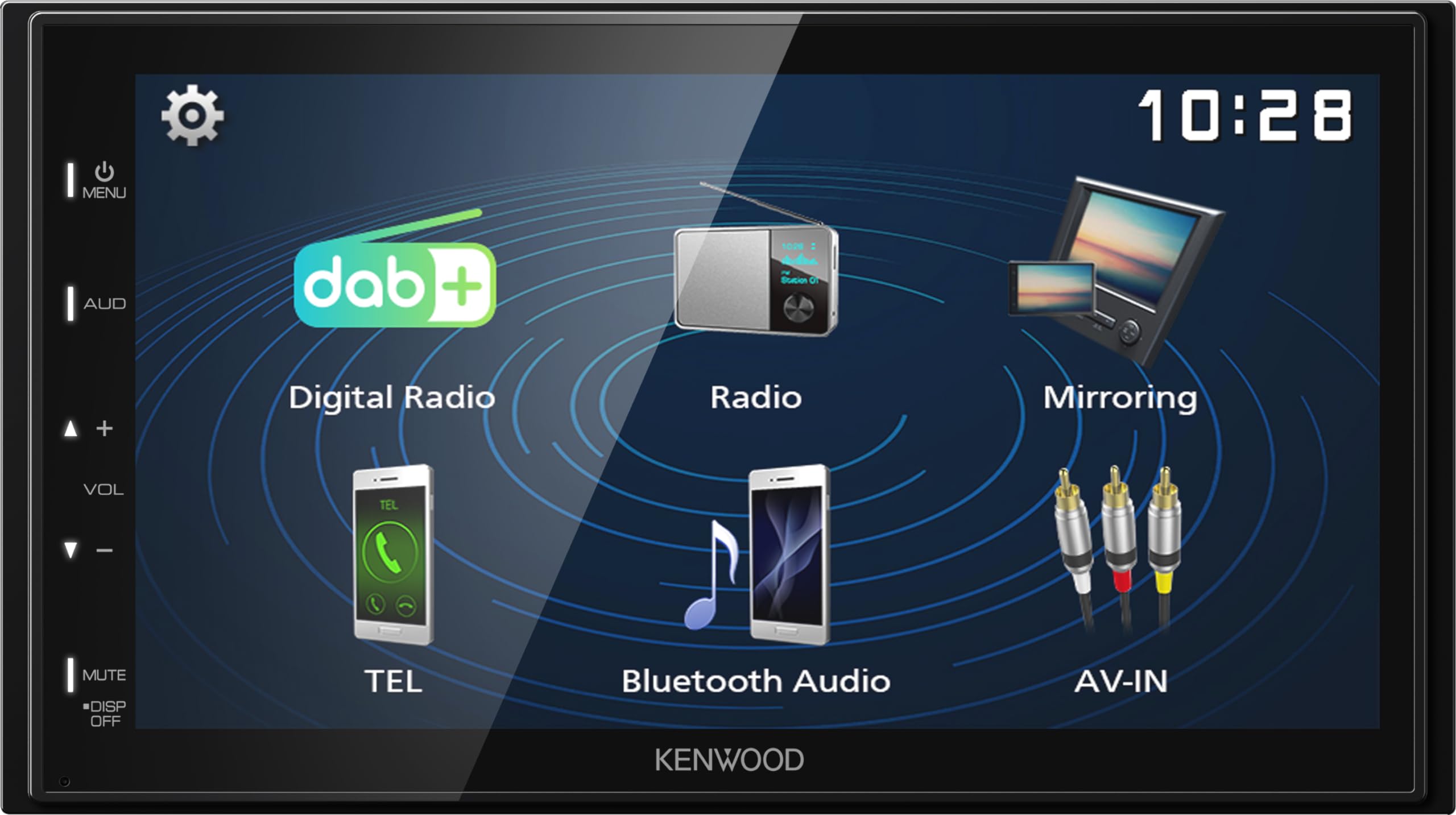 KENWOOD DMX129DAB - 17,3 cm (6,8") Digital Media AV-amplituner z funkcją Quick Boot i Android USB (4x45W, DSP, DAB+/UKW, BT, 3X Pre-Out 2V, USB, iPod/iPhone Control)