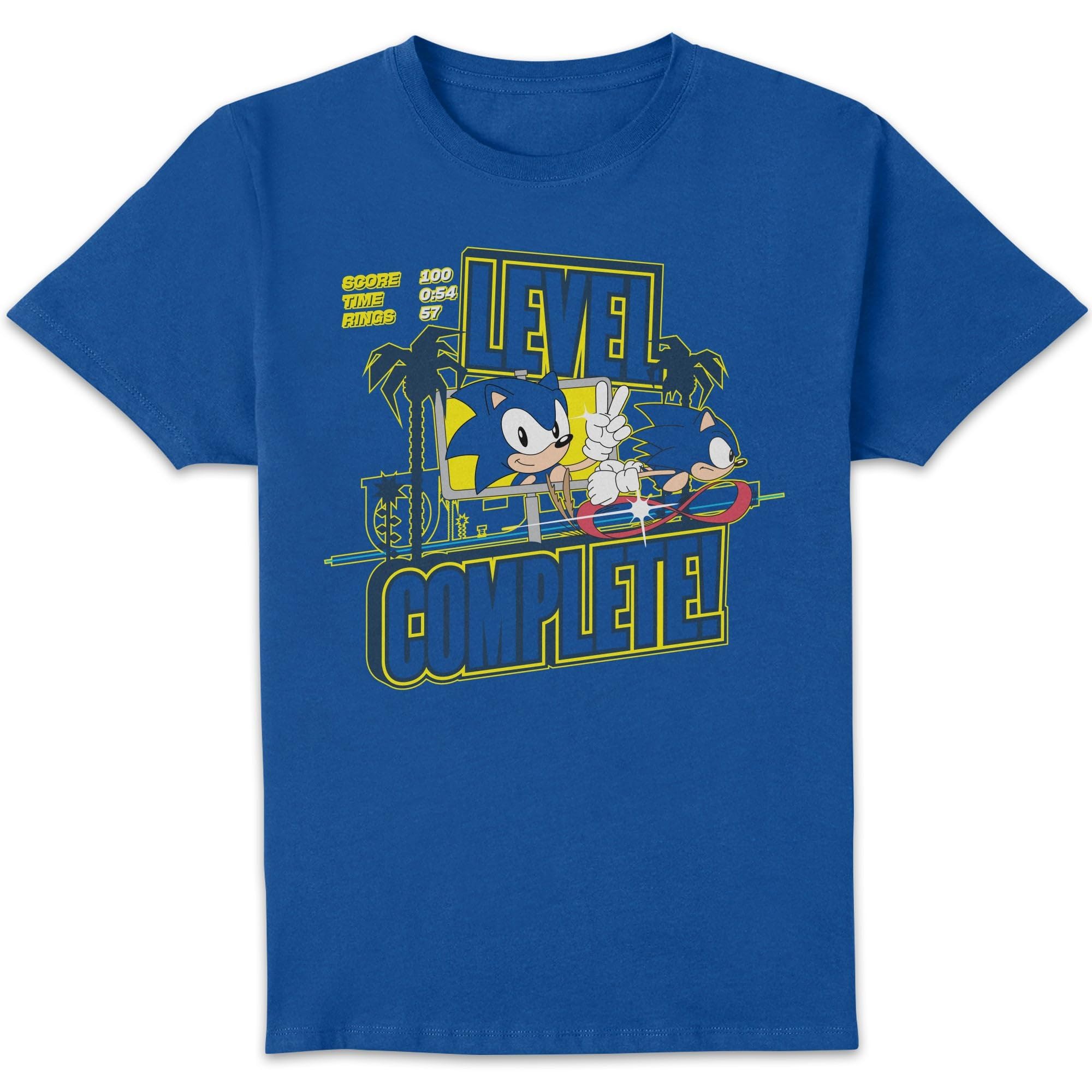Zavvi Unisex Multi Sonic The Hedgehog Level Complete! Men's T-Shirt - Blue M
