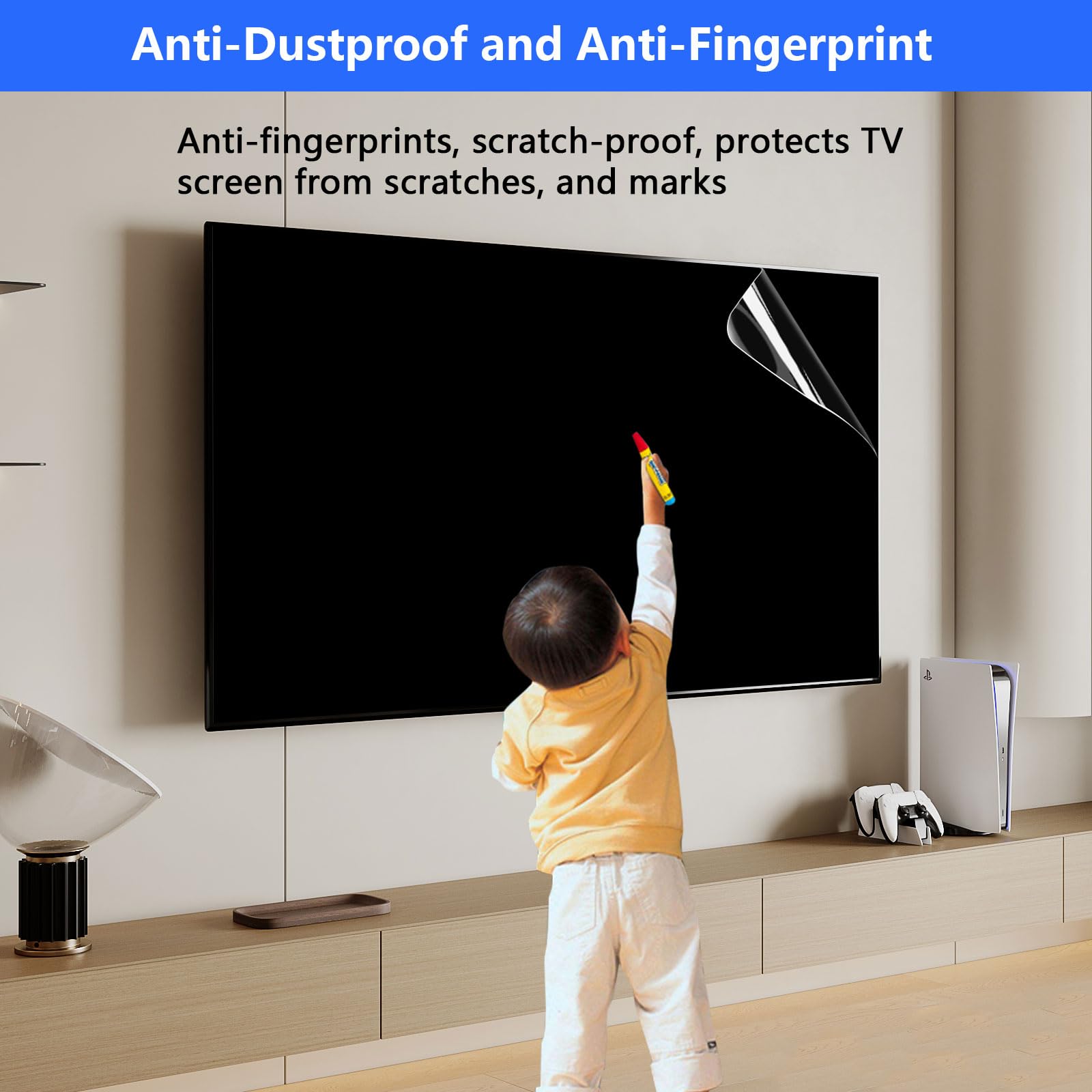 Protecteur D'écran Anti-Lumière Bleue, Film Filtrant Anti-Rayures Pour Téléviseur Film De Protection Bloquant La Lumière Bleue Pour Écrans LCD, LED Et OLED 4K HDTV,43" 942x529mm