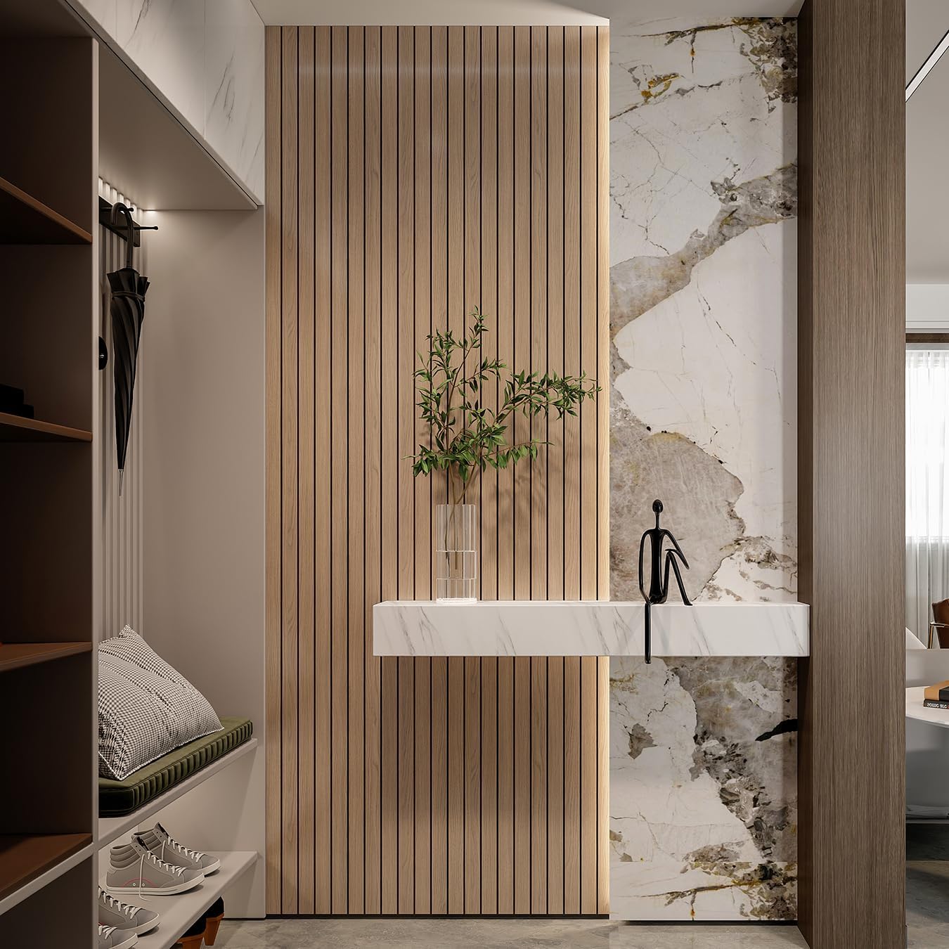 pvc slat wall panel peel and stick 236"x 15.7" faux oak grain wood slat panel self-adhesive wallpaper soundproof 3d wall panels 15.7" x 236" oak