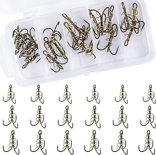Dough Bait Treble Hooks, Fishing Treble Hooks 18-36pcs/Box Sharp Strong Barbed Fish Hooks with Spring Strong, Durable High Carbon Steel Fish Hook for Catfish Bass Trout Freshwater Saltwater