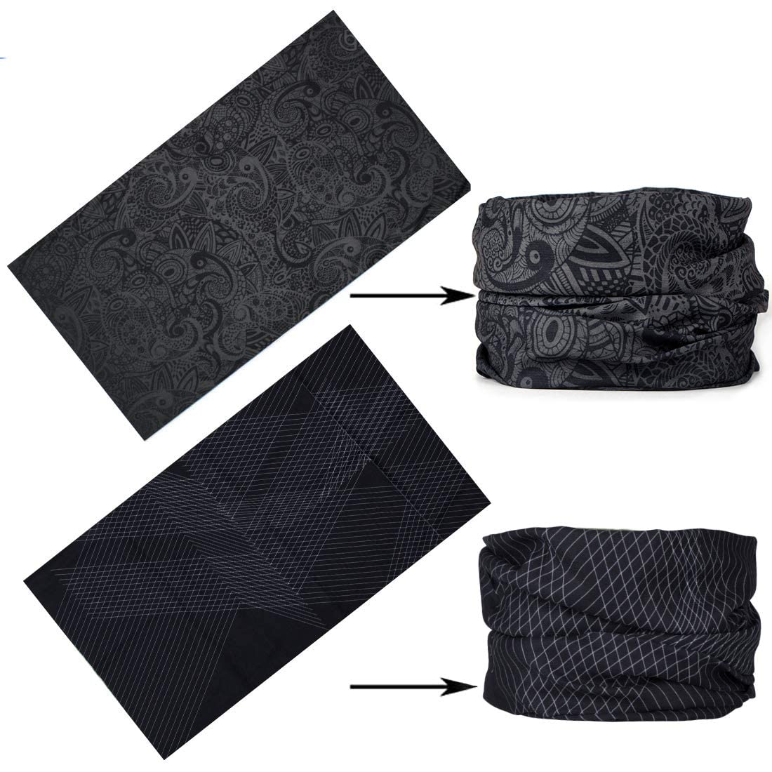 6 Pezzi Copricapo Multifunzione Fascia Bandana Sciarpa di Riciclaggio della Bici Tubo Elastico Fascia Magica Balaclava Maschera UV Residence per Yoga Climb Ciclismo Hiking