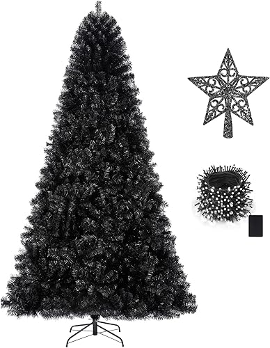 Miniatura 1 de KTKDE Árbol de Navidad artificial negro para exteriores, árboles negros para Halloween, decoración de Navidad con 800 puntas de rama, cadena de