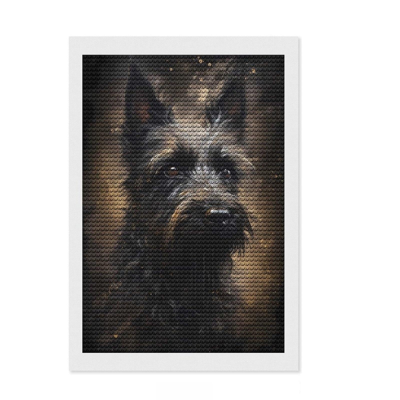 Junmoney Miniature Schnauzer Dog Round Drill Diamond Painting 8"x12", for Women, Farmhouse Decor, Good for Quiet Evenings, Birthday Gift
