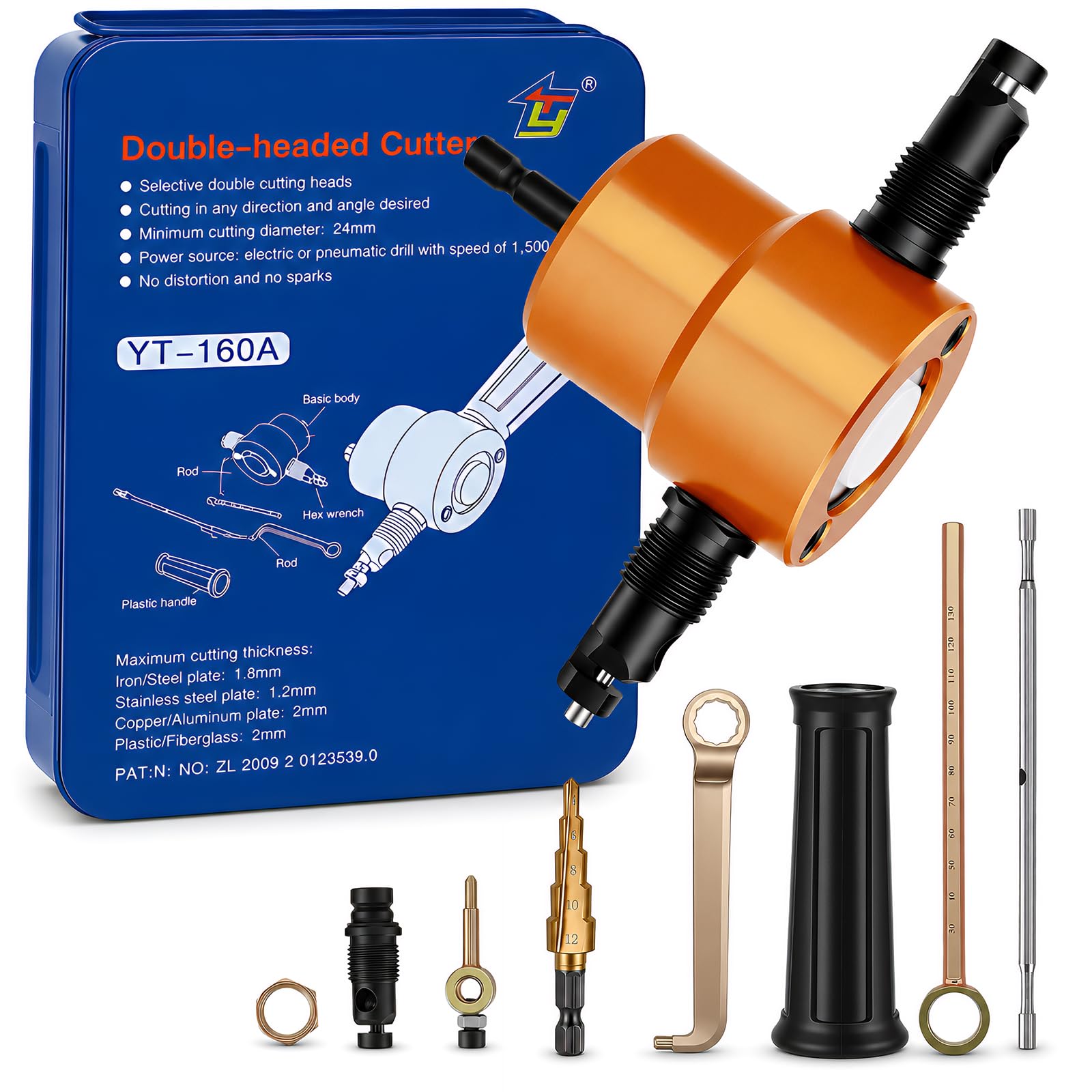 Double Head Metal Nibbler Cutter, 360ยฐ Nibbler Drill Attachment for Straight Curve Circle Cutting