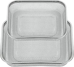 Space Home - 2x Tamis Rectangulaire - Passoire Micro-Perforée - Passoire Cuisine - Mailles Fines - Acier Inoxydable - Set de 2 - Argent