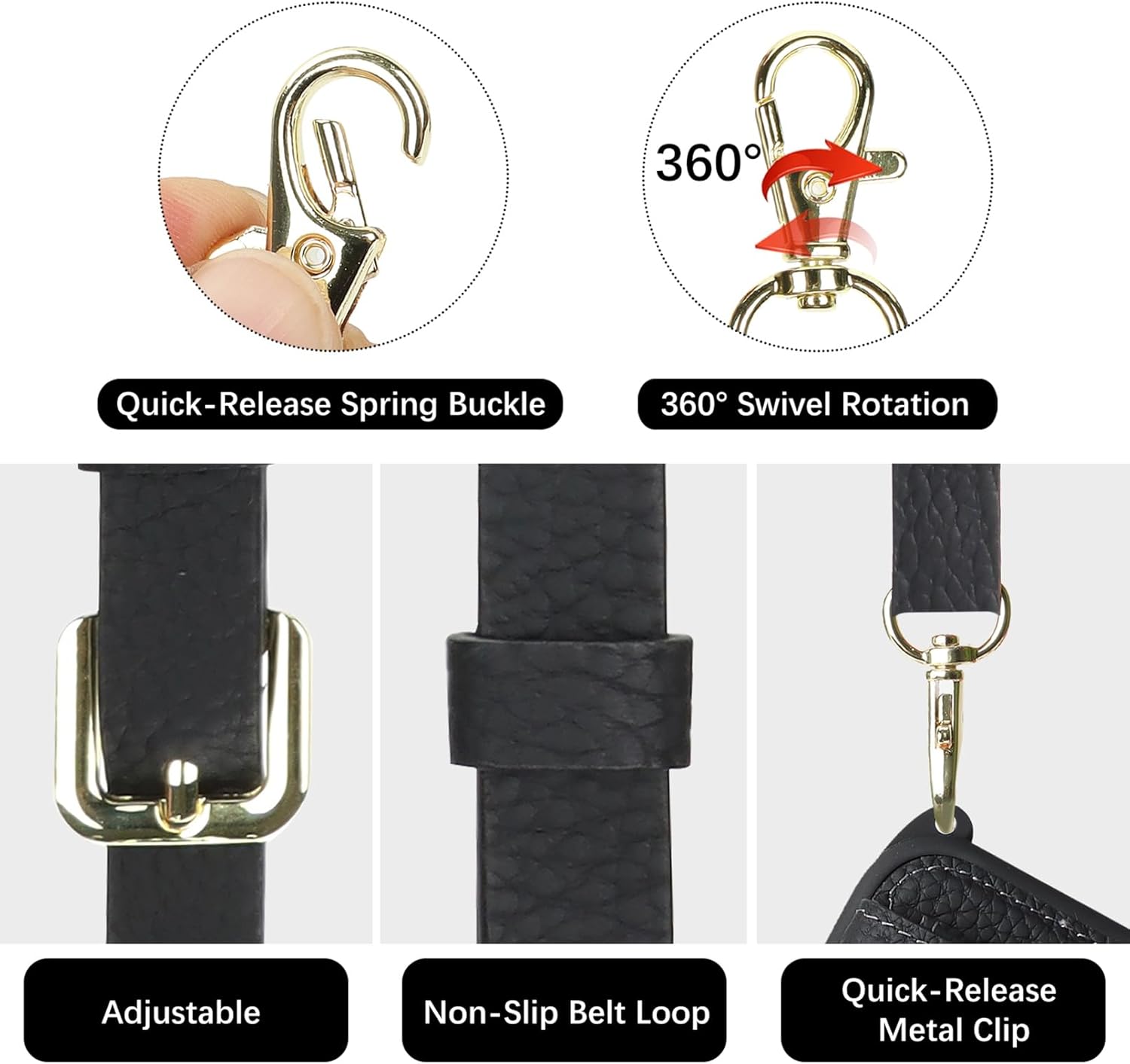 Jaorty Genuine Leather Wallet Case for iPhone 13 Pro Max/12 Pro Max, Necklace Lanyard Case Cover with Card Holder & Cash Pocket for Women Girls,Magnetic Snap,Anti-Lost Shoulber Strap 6.7 inch,Black