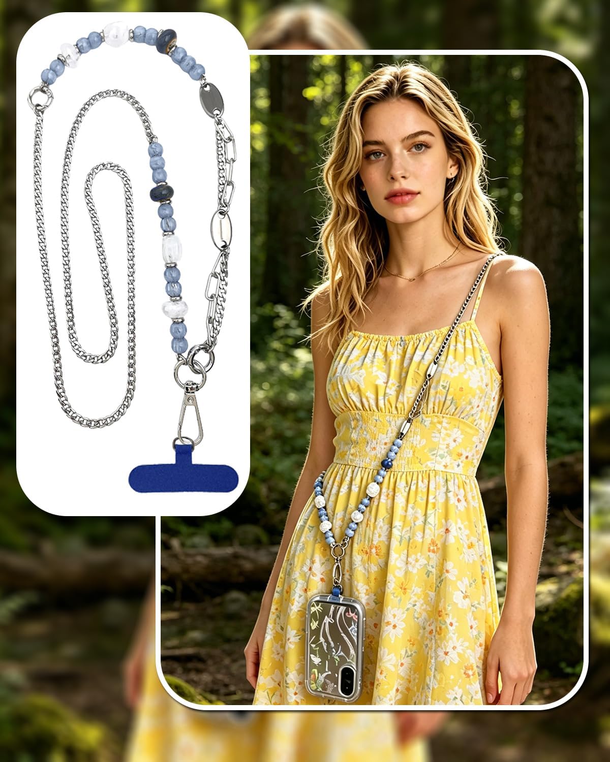 Phone Lanyard, On-the-Go Universal Crossbody Strap Neck Lanyard with Phone Tether Patches for Most Cellphones